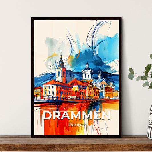 Vibrant Drammen, Norway - A Painting Of A City