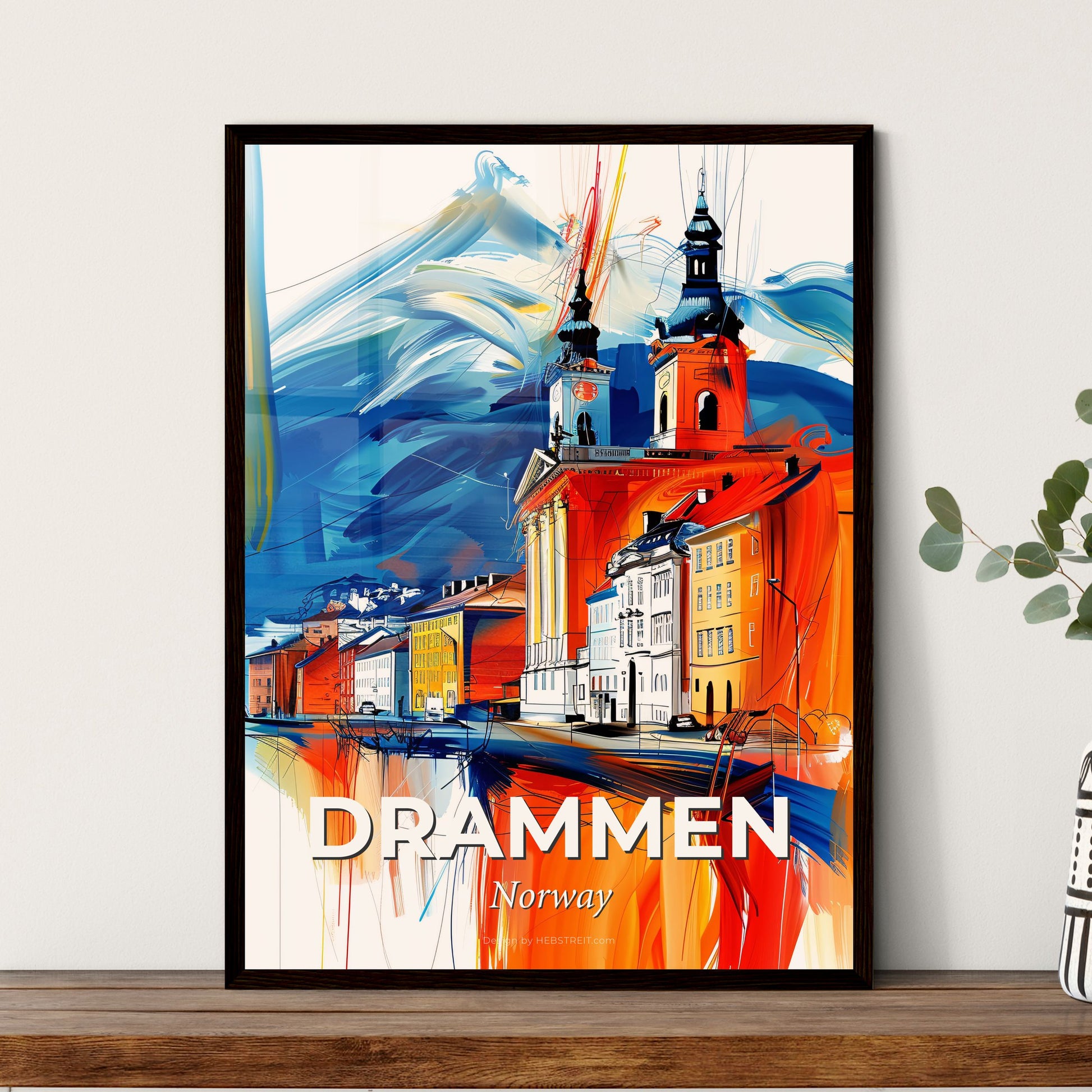 Vibrant Drammen, Norway - A Painting Of A City