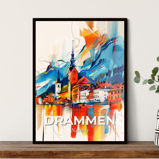 Vibrant Drammen, Norway - A Painting Of A City