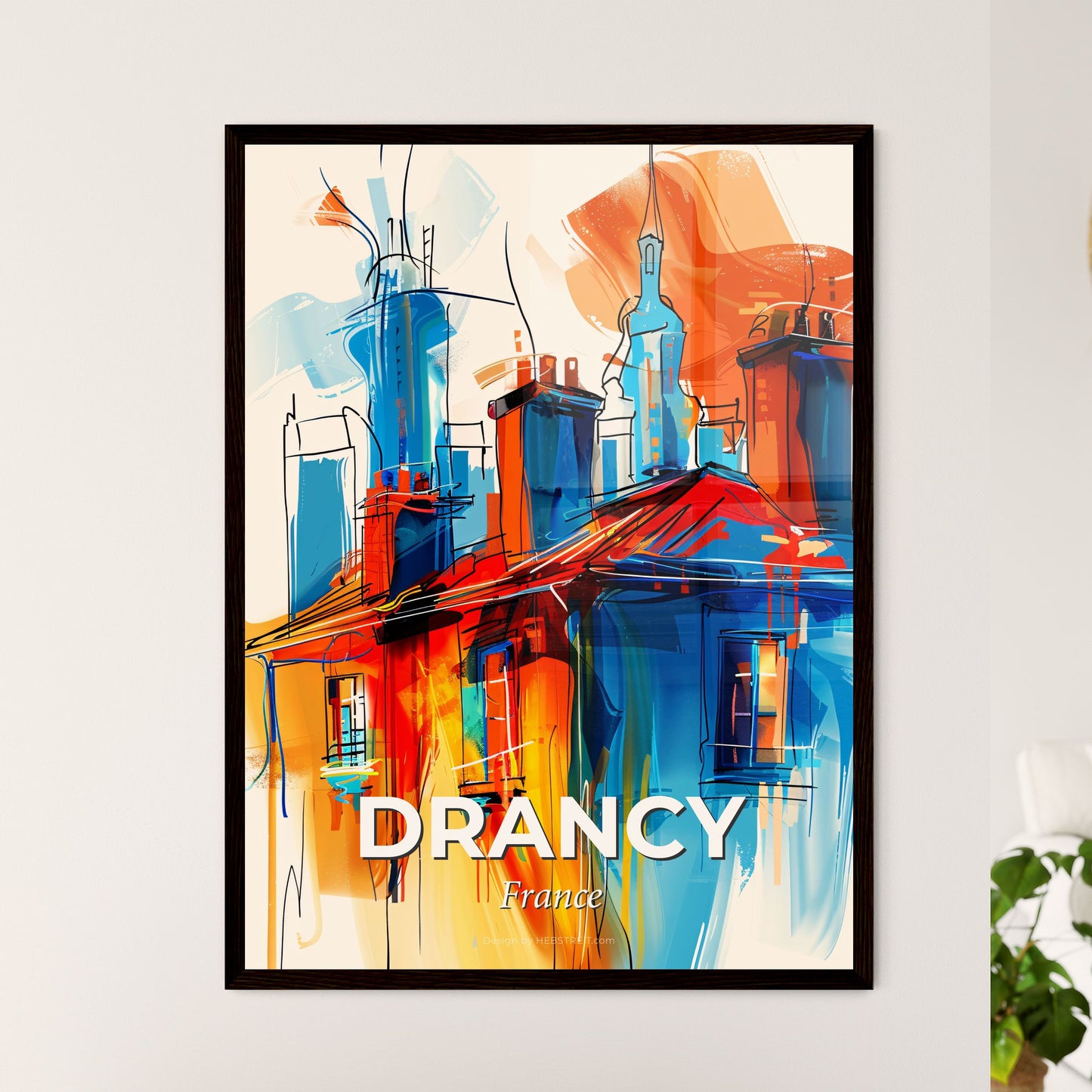 Vibrant Drancy, France - A Painting Of A Building With Chimneys