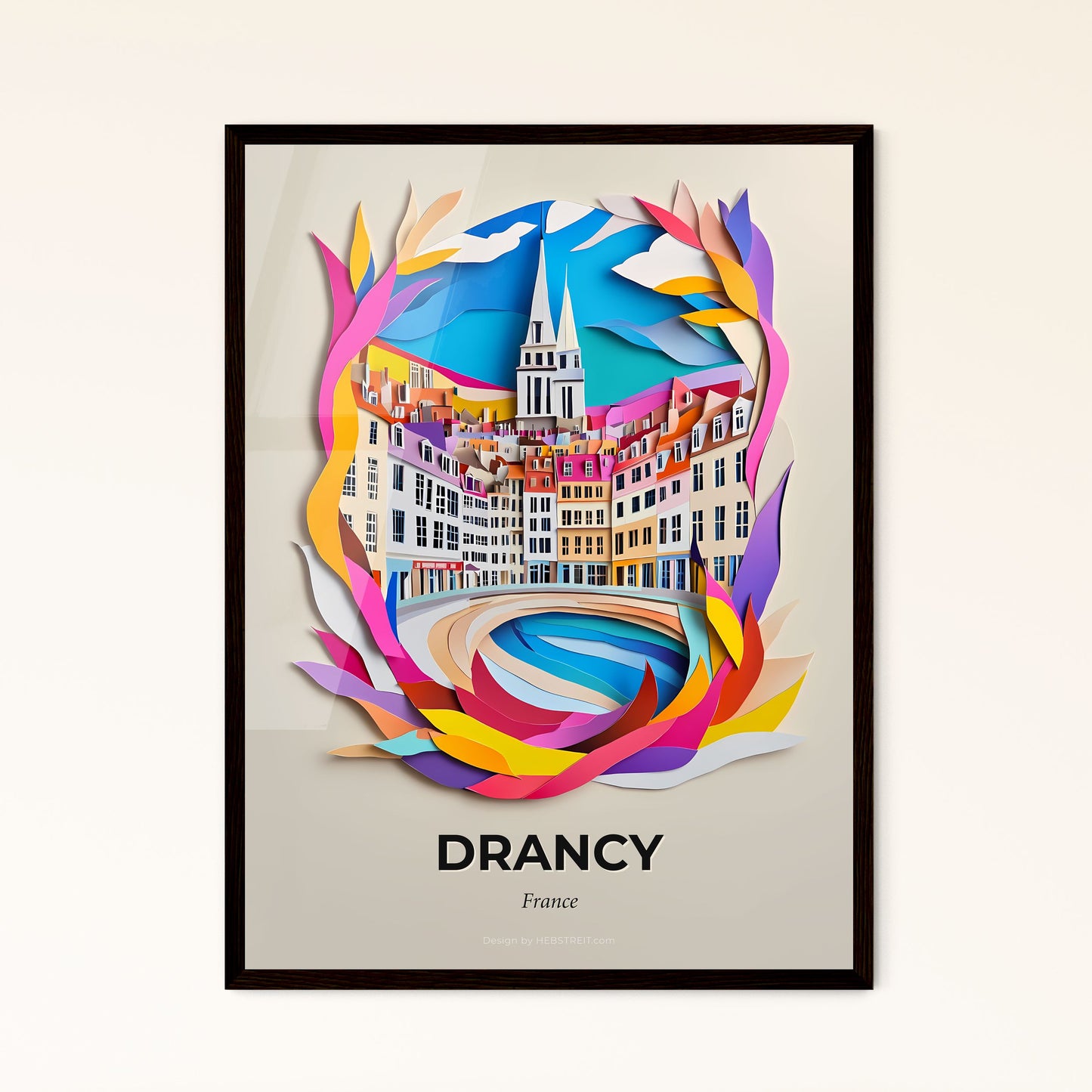 Vivid Drancy, France - a paper cut of a city with a river