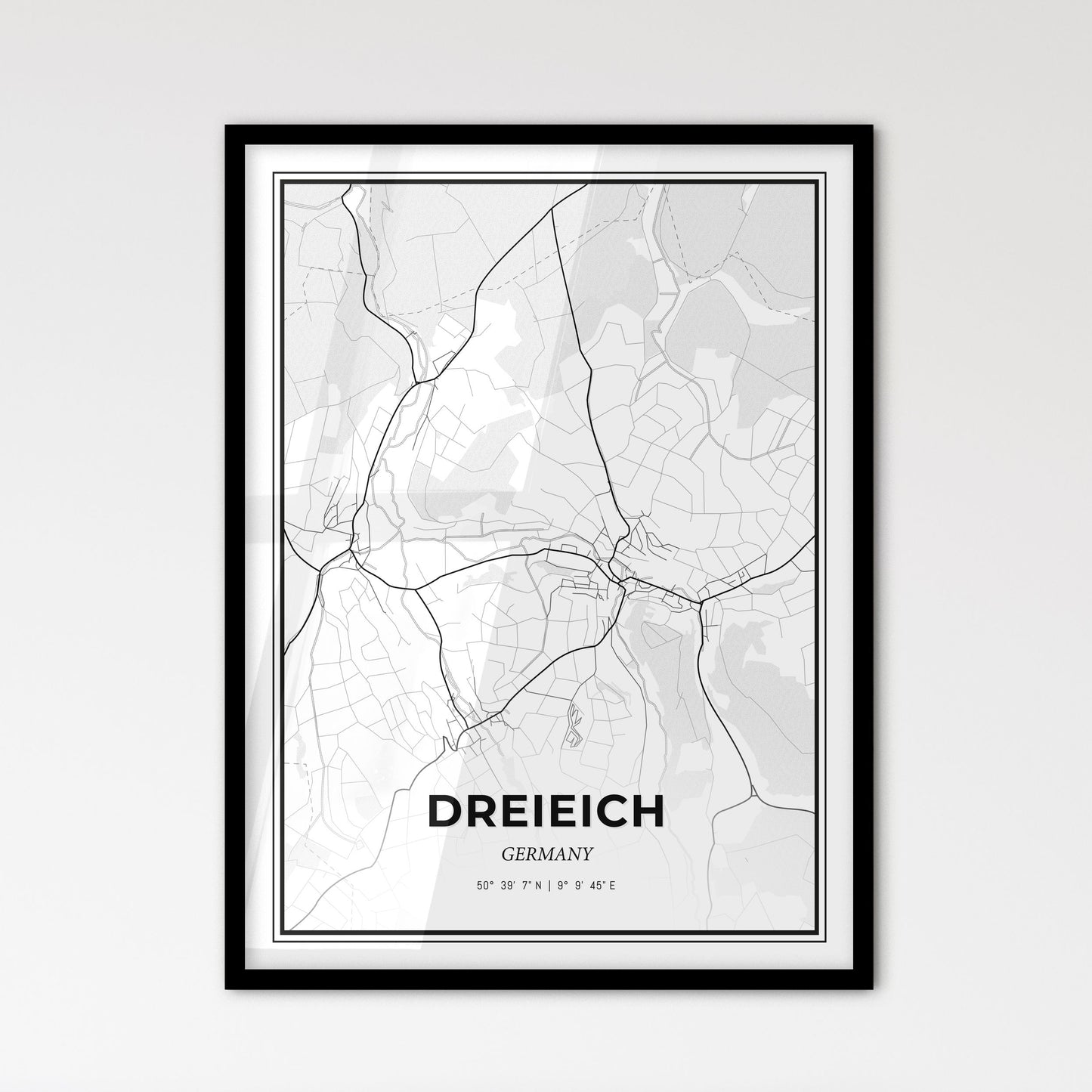 Dreieich Germany - Scandinavian Style City Map for Modern Home Decor