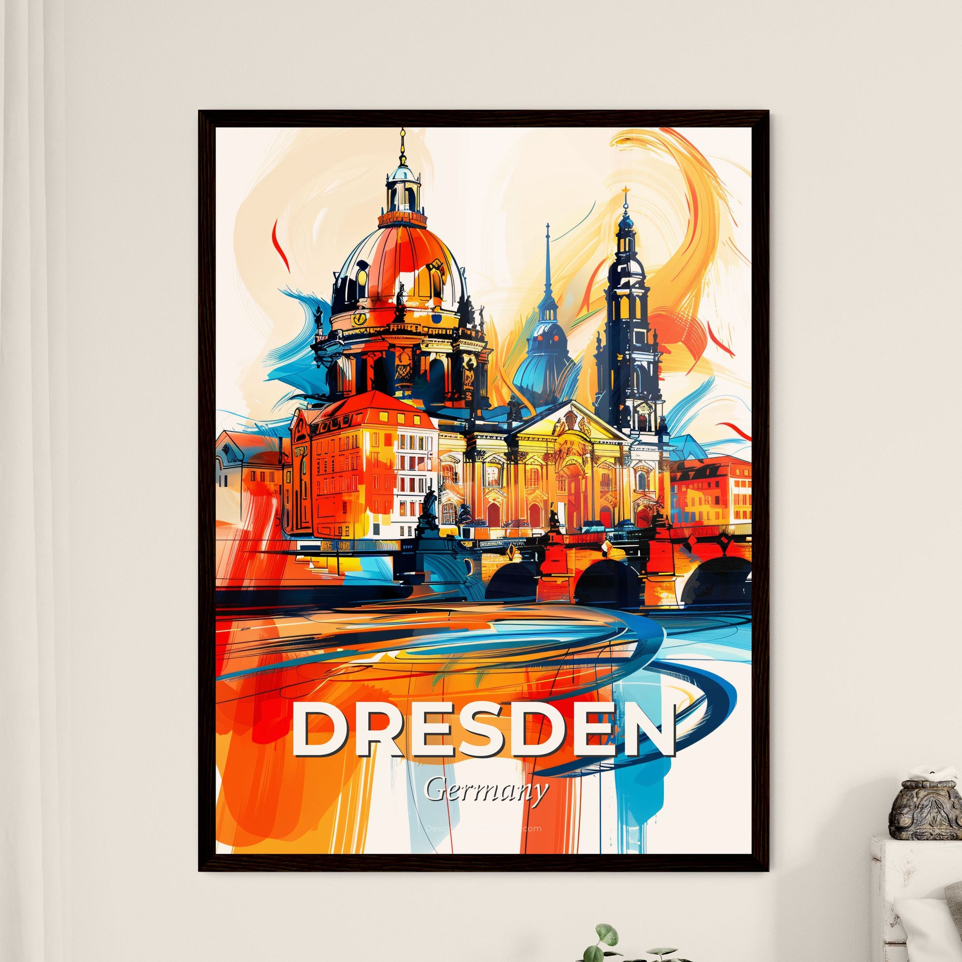 Vibrant Dresden, Germany - A Colorful Painting Of A City