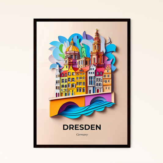 Vivid Dresden, Germany - a paper cut of a city with a bridge