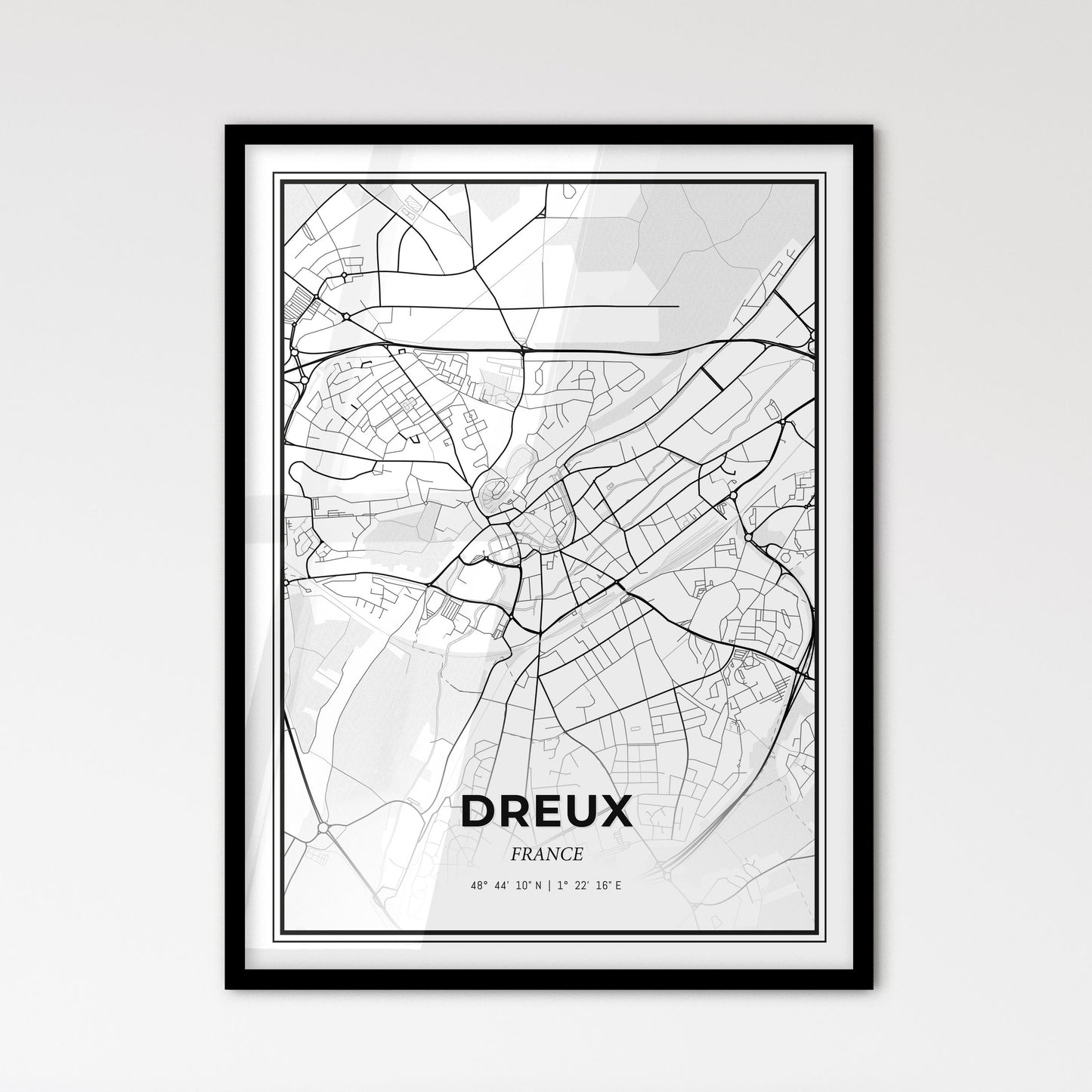 Dreux France - Scandinavian Style City Map for Modern Home Decor