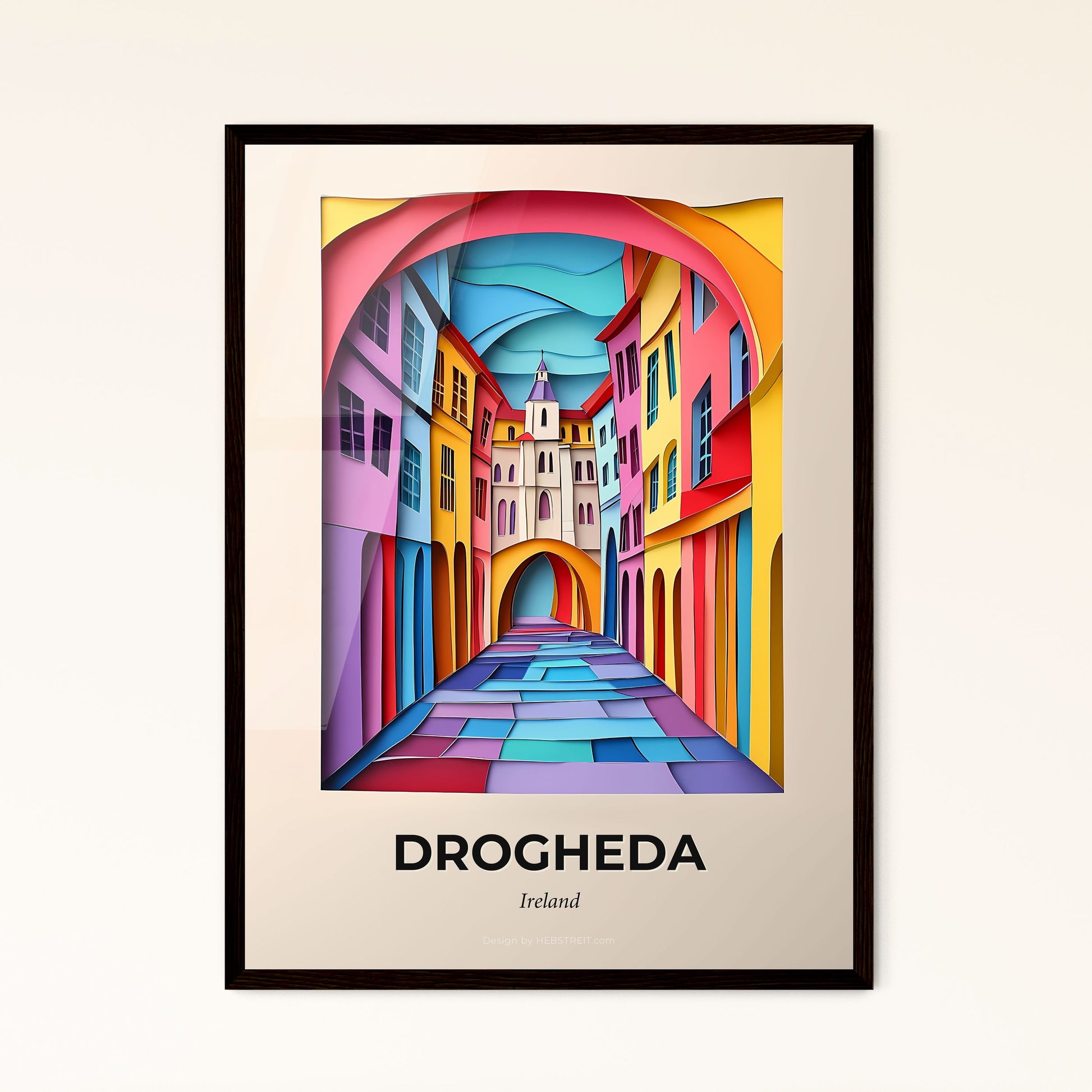 Vivid Drogheda, Ireland - a colorful city street with a clock tower