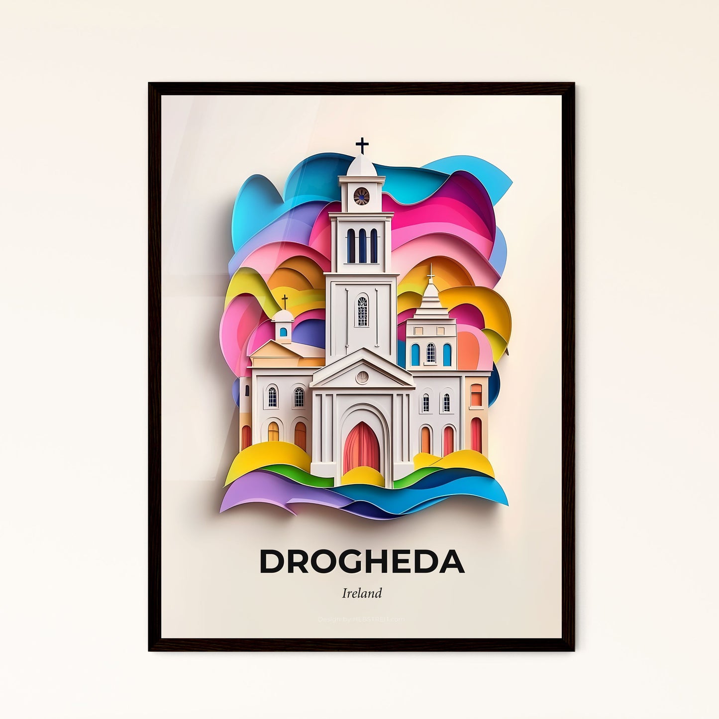 Vivid Drogheda, Ireland - a church with a steeple and a bell tower