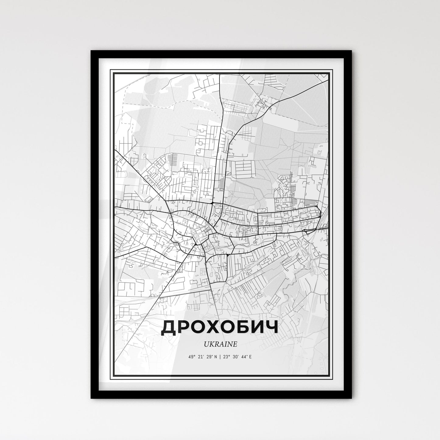 Drohobych Ukraine - Scandinavian Style City Map for Modern Home Decor