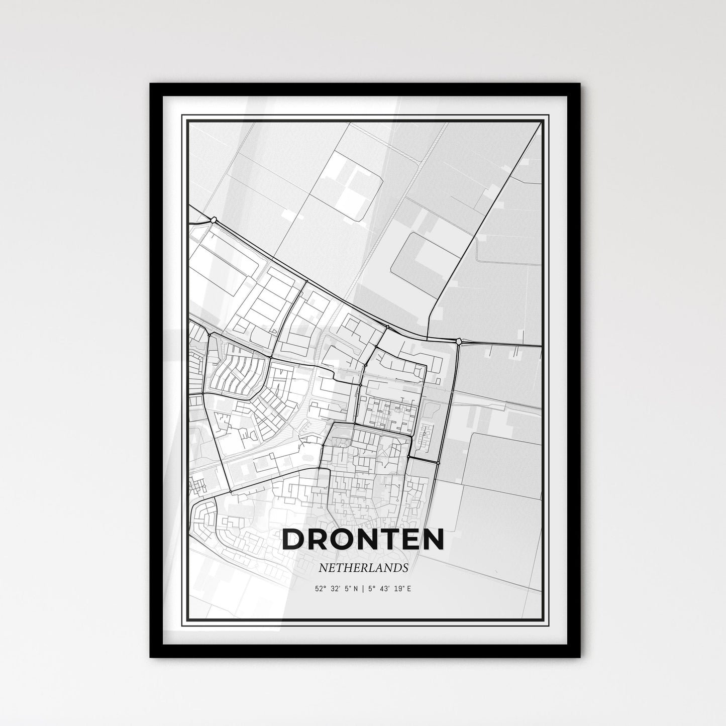  Dronten Netherlands - Scandinavian Style City Map for Modern Home Decor