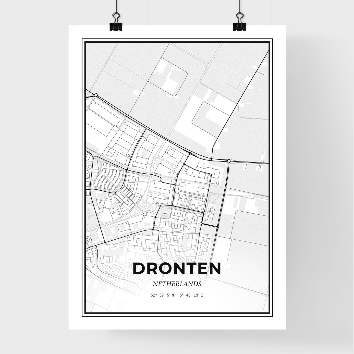  Dronten Netherlands - Premium City Map Poster