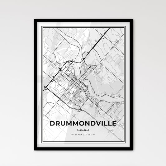 Drummondville Canada - Scandinavian Style City Map for Modern Home Decor