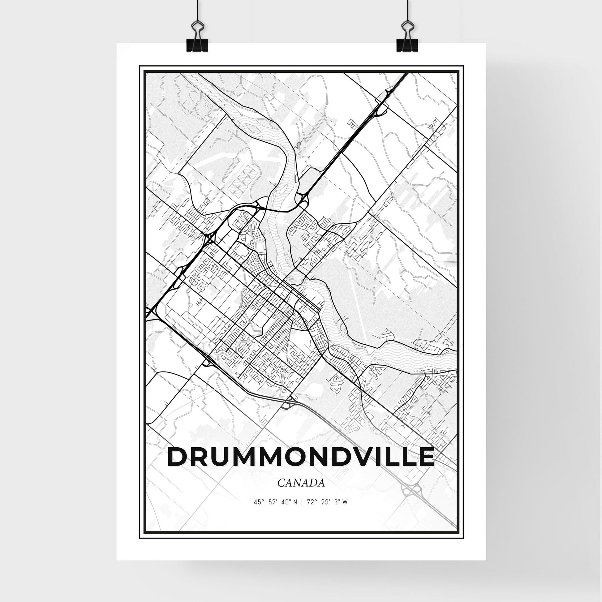 Drummondville Canada - Premium City Map Poster