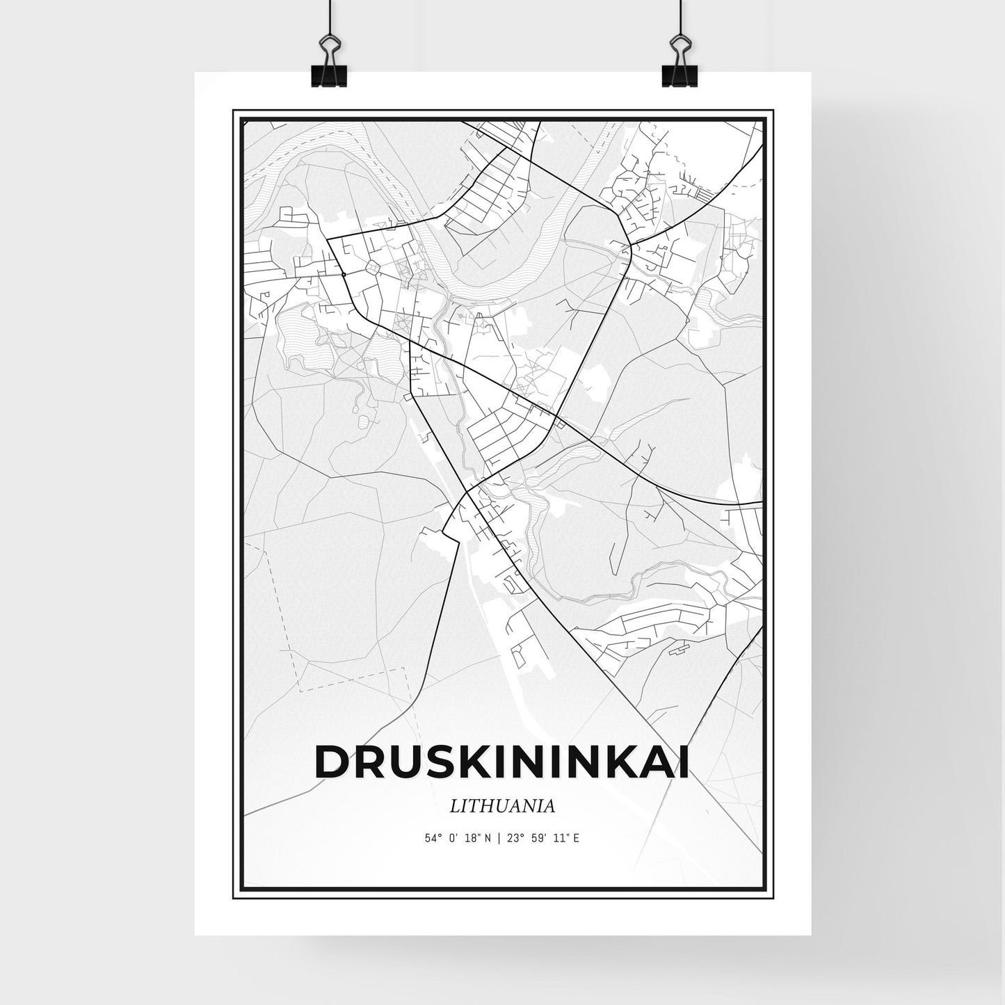 Druskininkai Lithuania - Premium City Map Poster