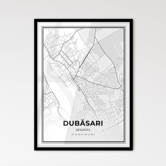 Dubăsari Moldova - Scandinavian Style City Map for Modern Home Decor