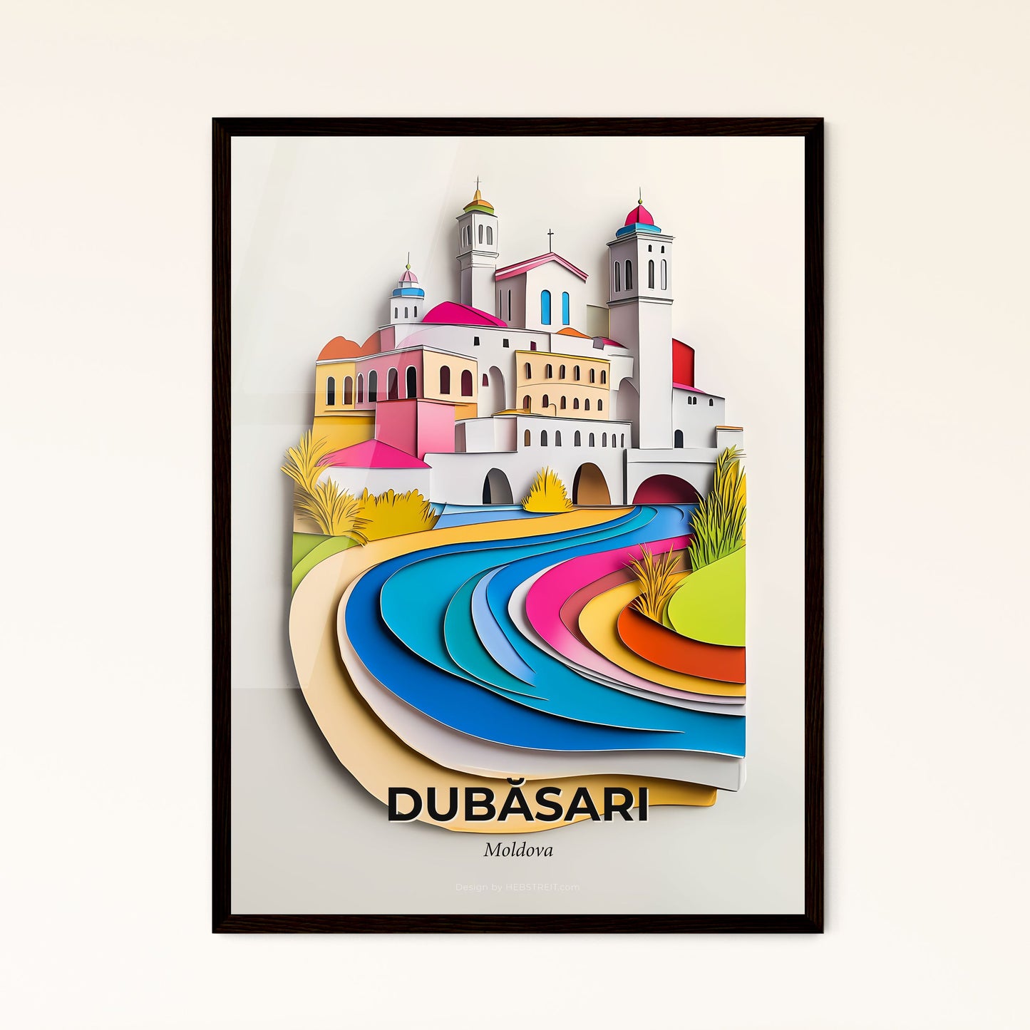 Vivid Dubăsari, Moldova - a paper cut of a city with a river