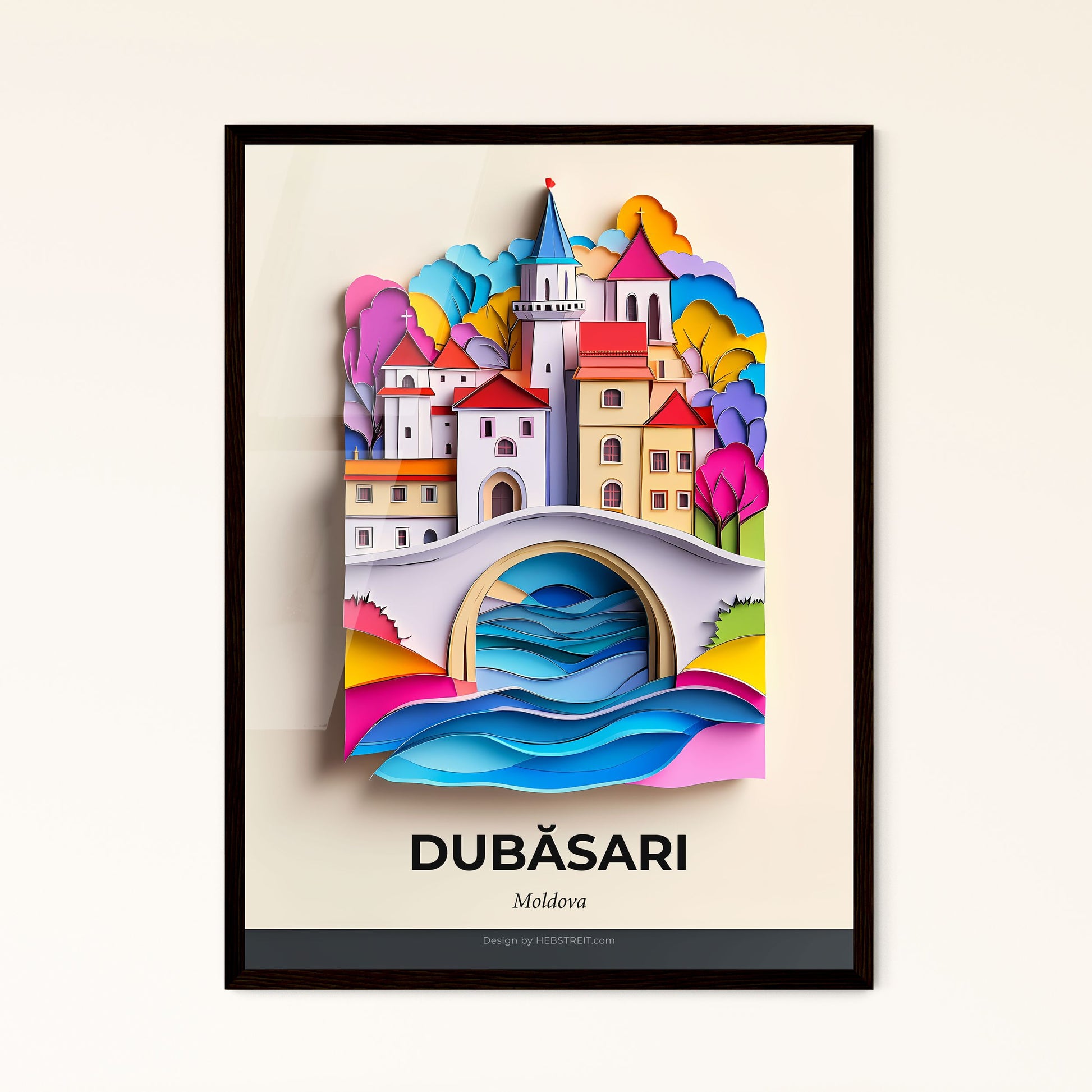 Vivid Dubăsari, Moldova - a paper cut of a city with a bridge