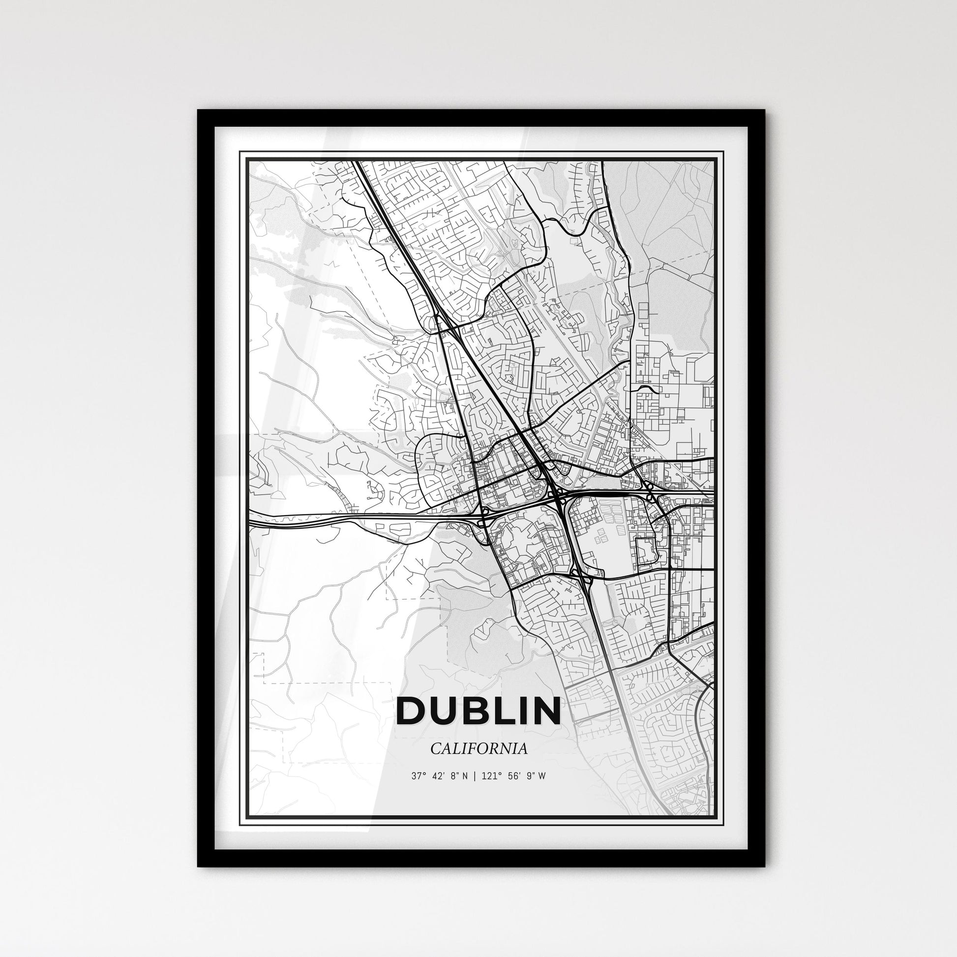 Dublin California - Scandinavian Style City Map for Modern Home Decor