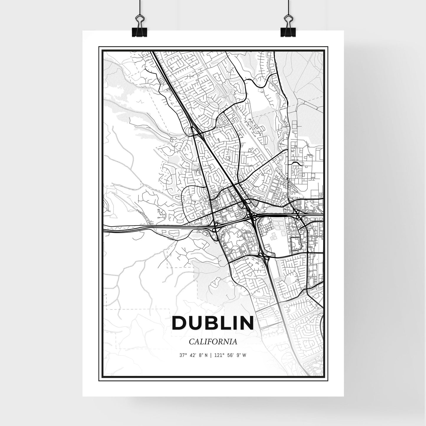 Dublin California - Premium City Map Poster