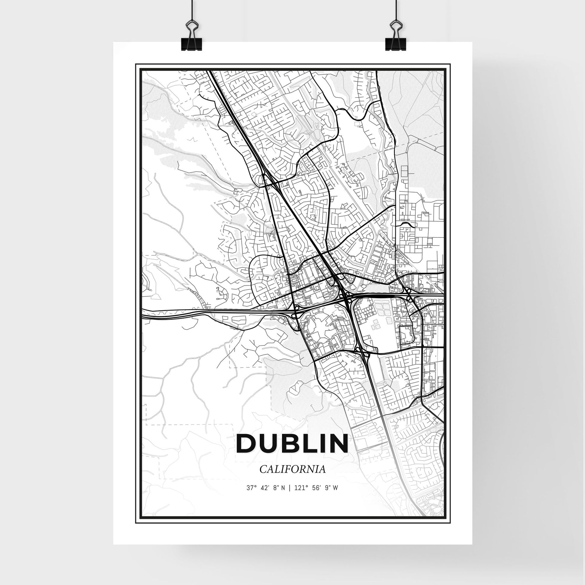 Dublin California - Premium City Map Poster