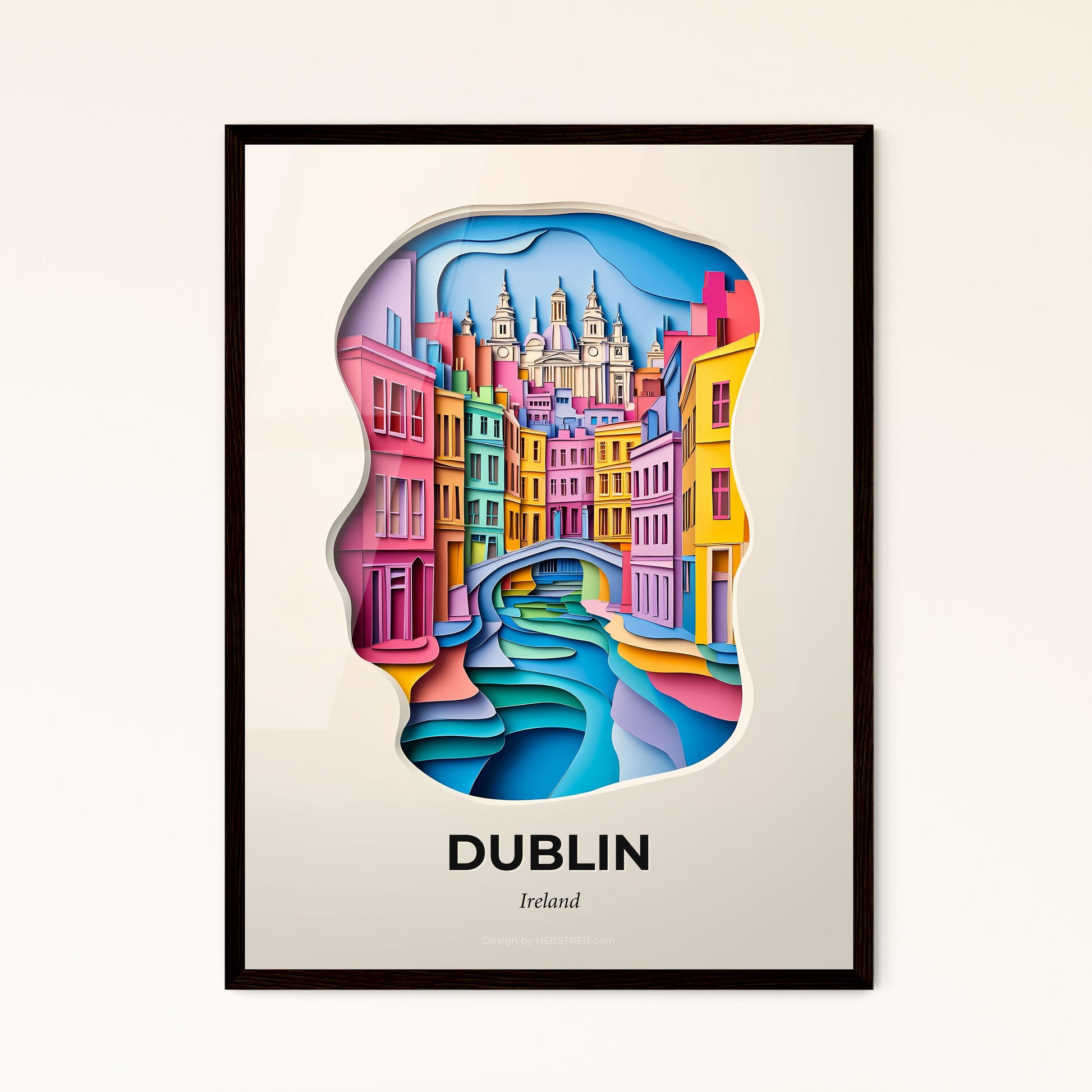 Vivid Dublin, Ireland - a paper cut of a city with a bridge