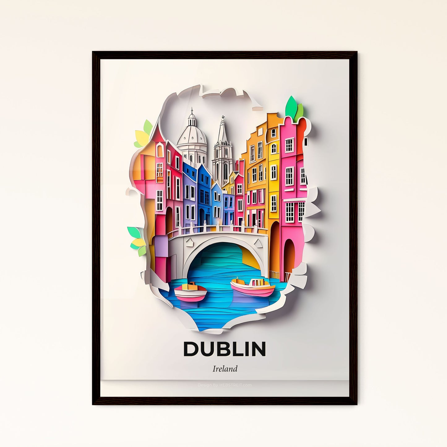 Vivid Dublin, Ireland - a paper cut of a city with a bridge