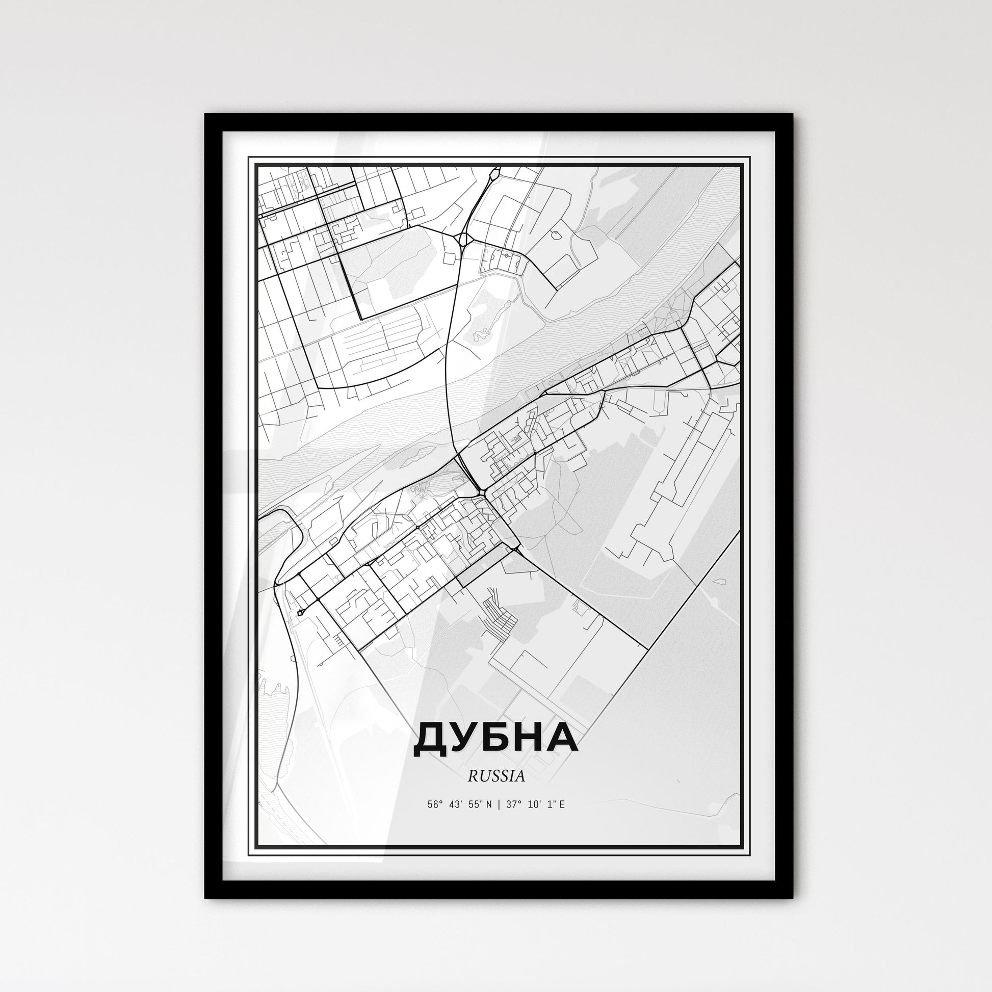 Dubna Russia - Scandinavian Style City Map for Modern Home Decor