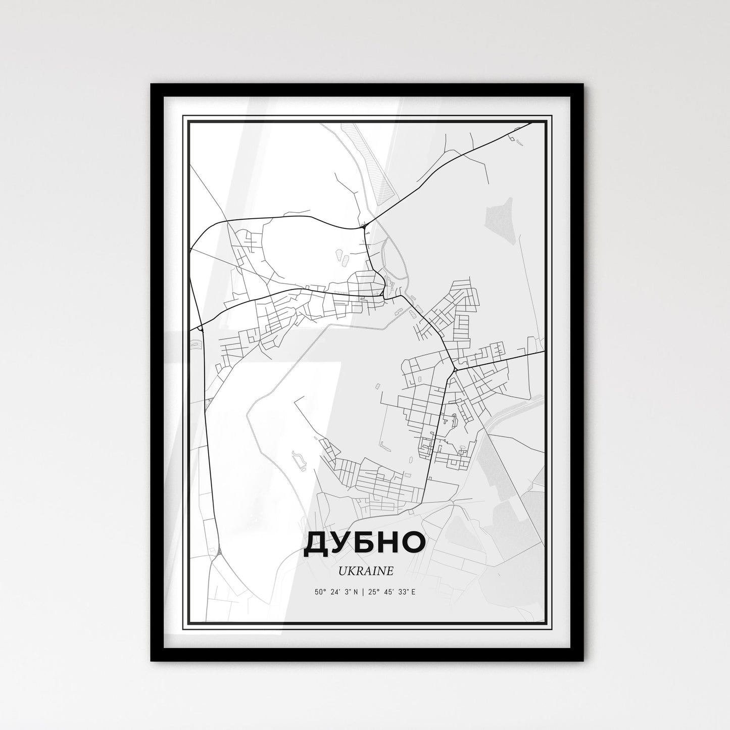 Dubno Ukraine - Scandinavian Style City Map for Modern Home Decor