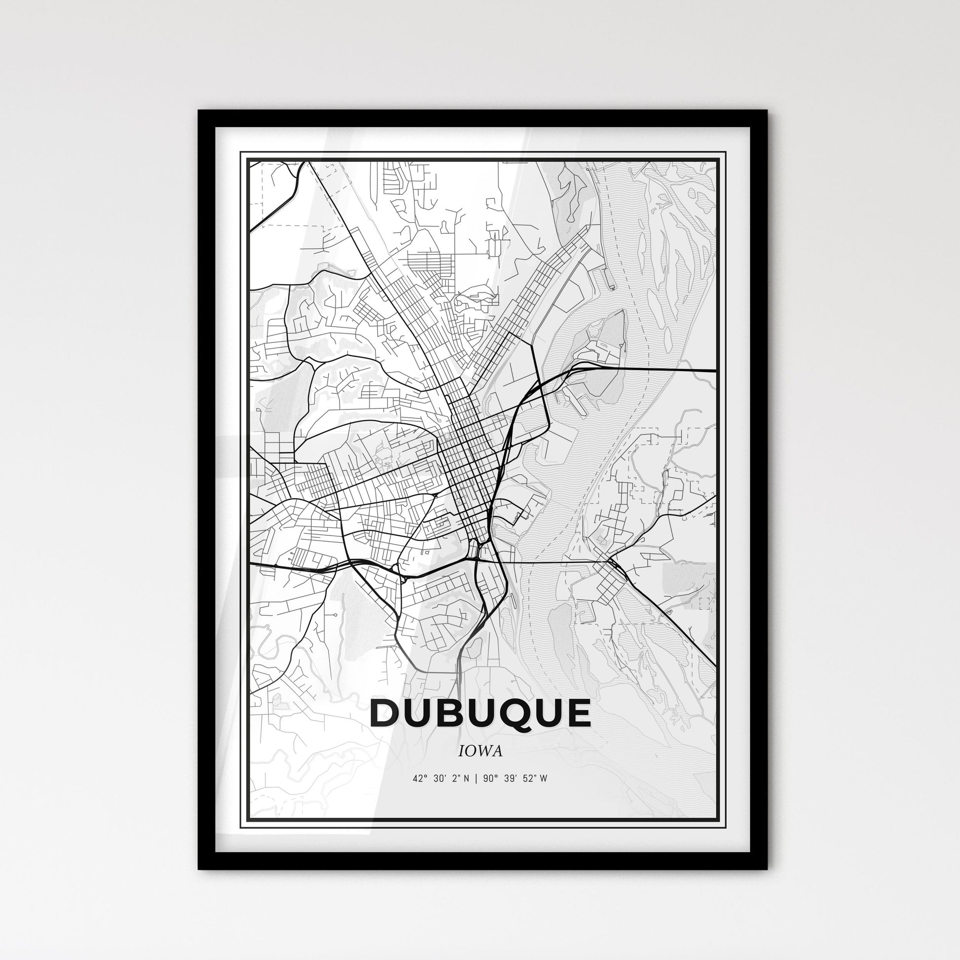 Dubuque Iowa - Scandinavian Style City Map for Modern Home Decor