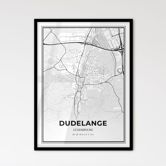 Dudelange Luxembourg - Scandinavian Style City Map for Modern Home Decor