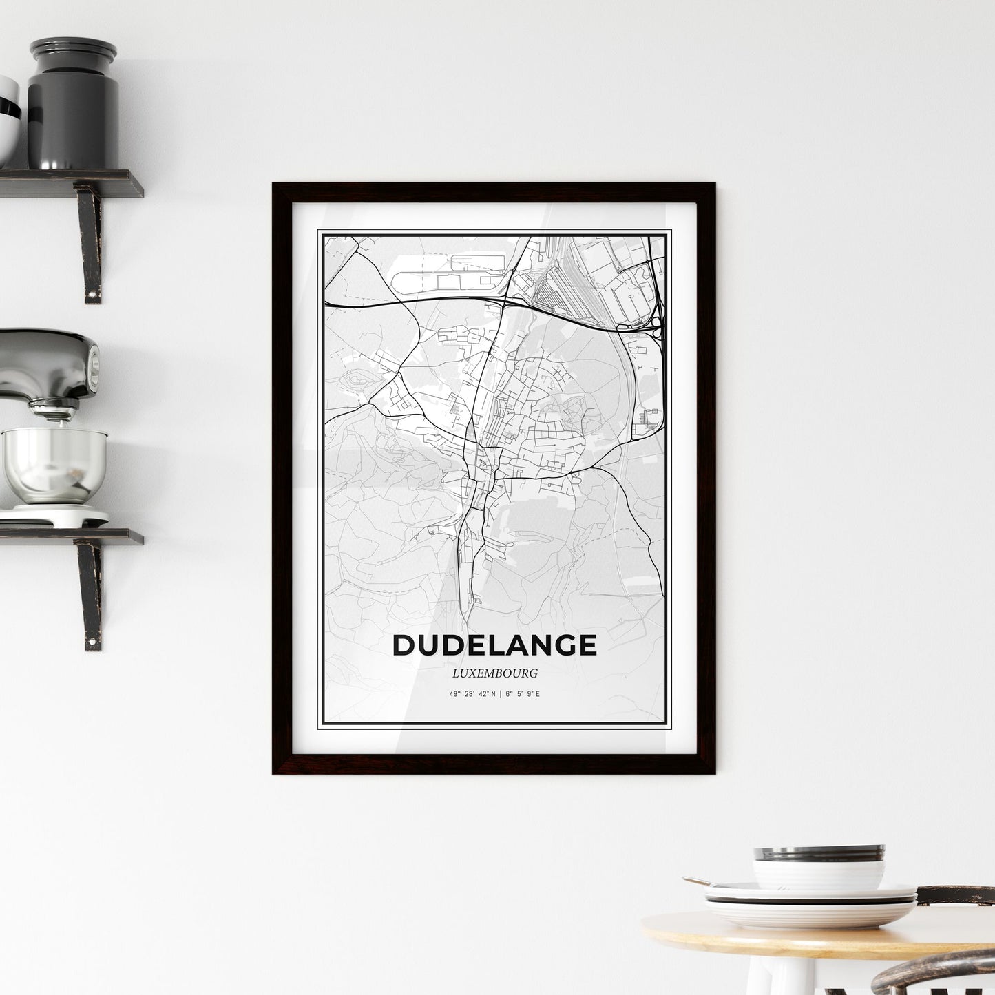 Dudelange Luxembourg - Minimal City Map