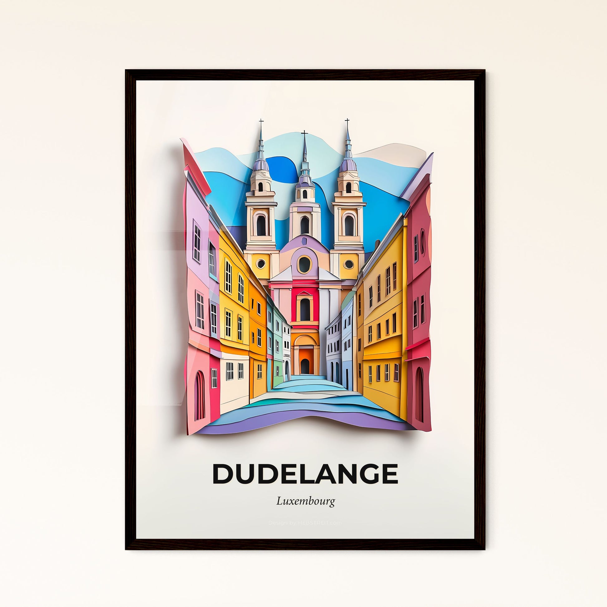 Vivid Dudelange, Luxembourg - a paper cut of a city street with a church