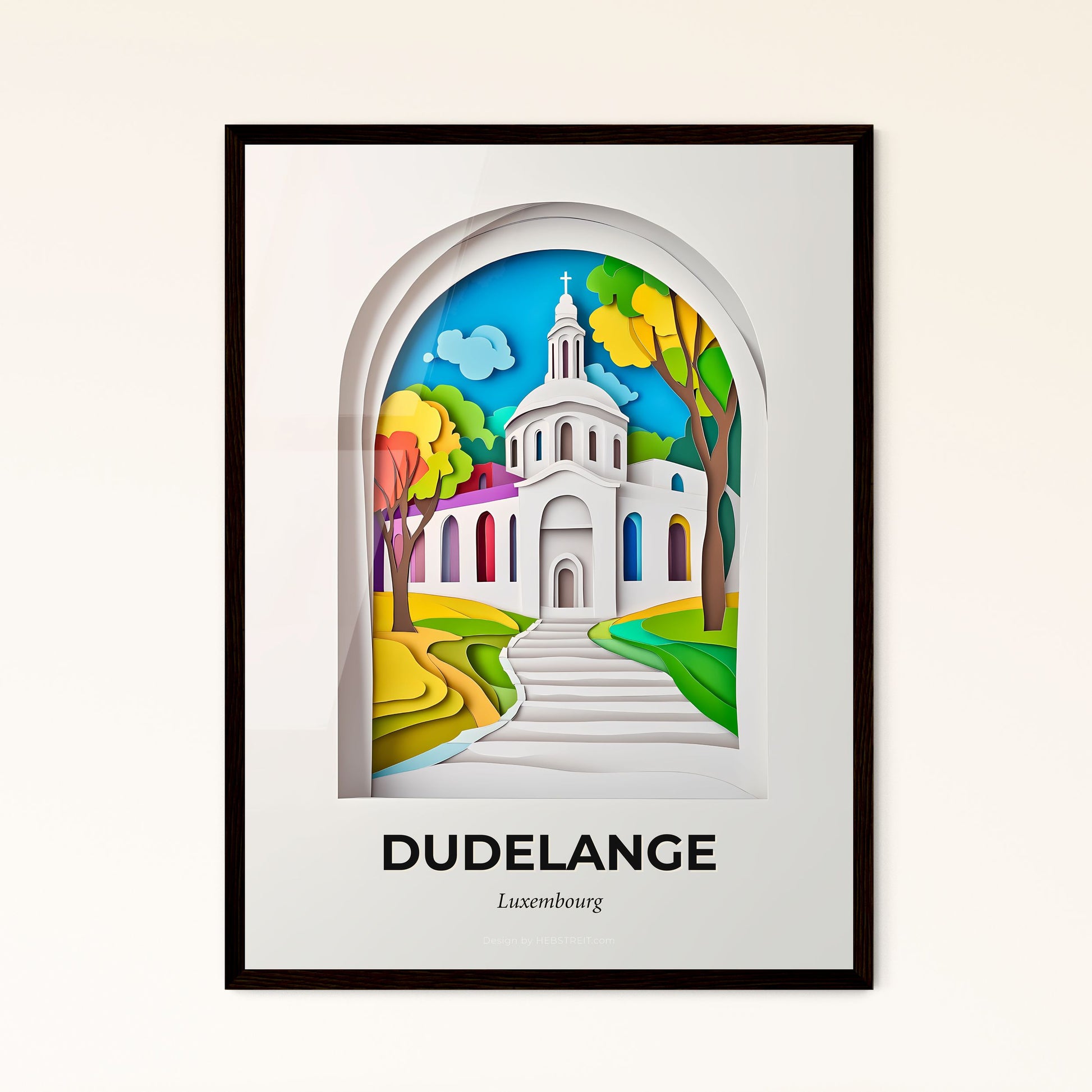 Vivid Dudelange, Luxembourg - a paper cut of a church with a pathway