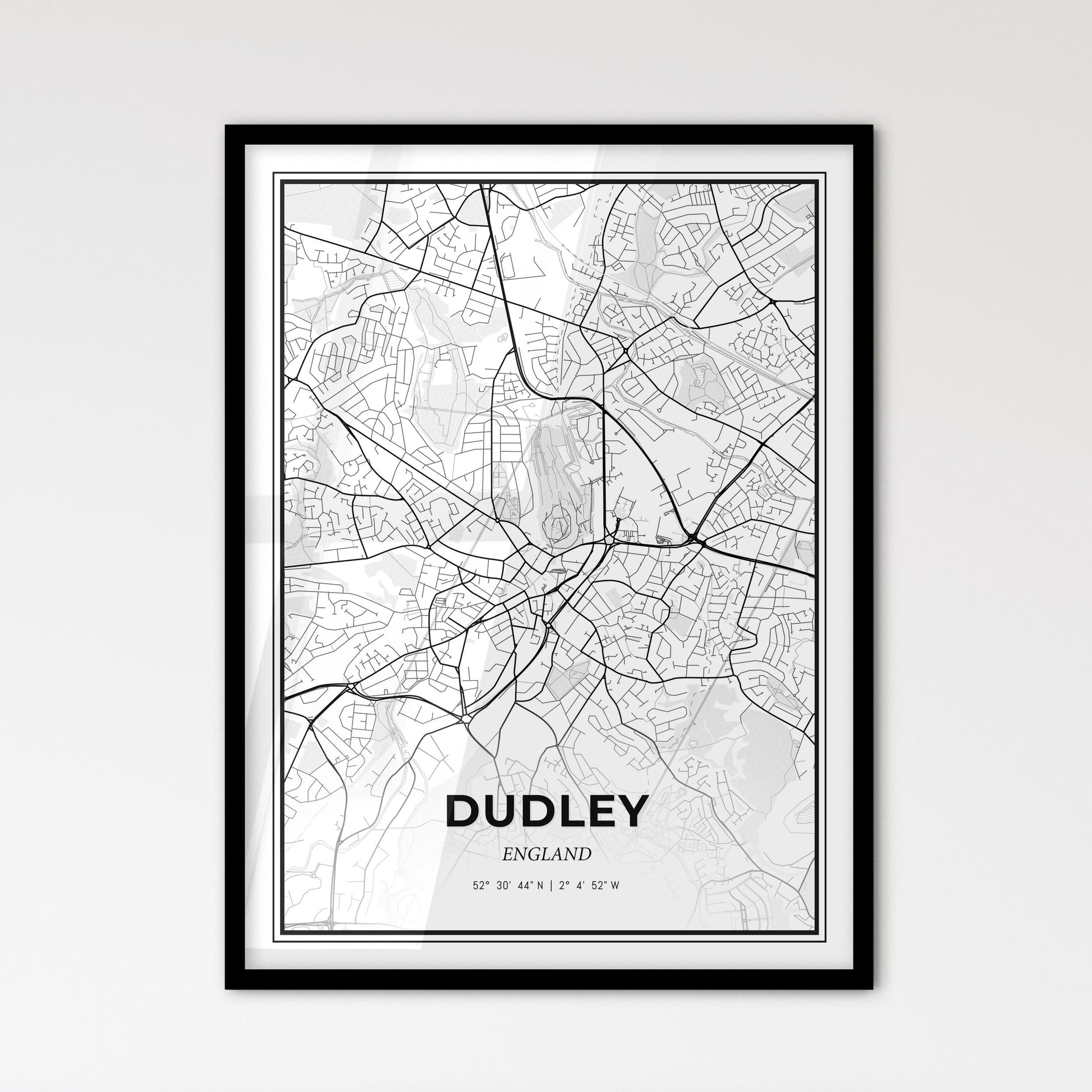 Dudley England - Scandinavian Style City Map for Modern Home Decor