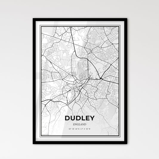 Dudley England - Scandinavian Style City Map for Modern Home Decor