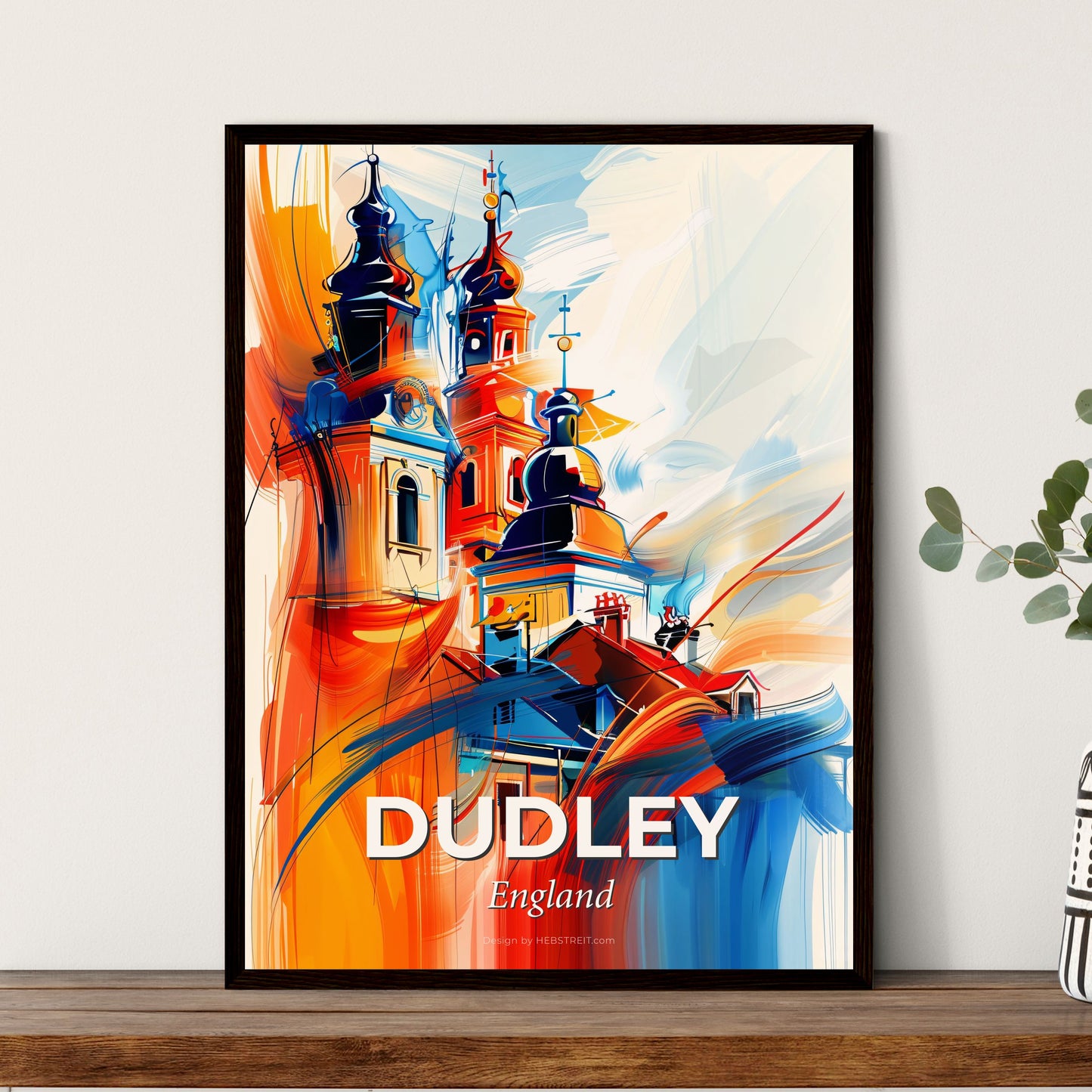 Vibrant Dudley, England - A Painting Of A Building With Towers