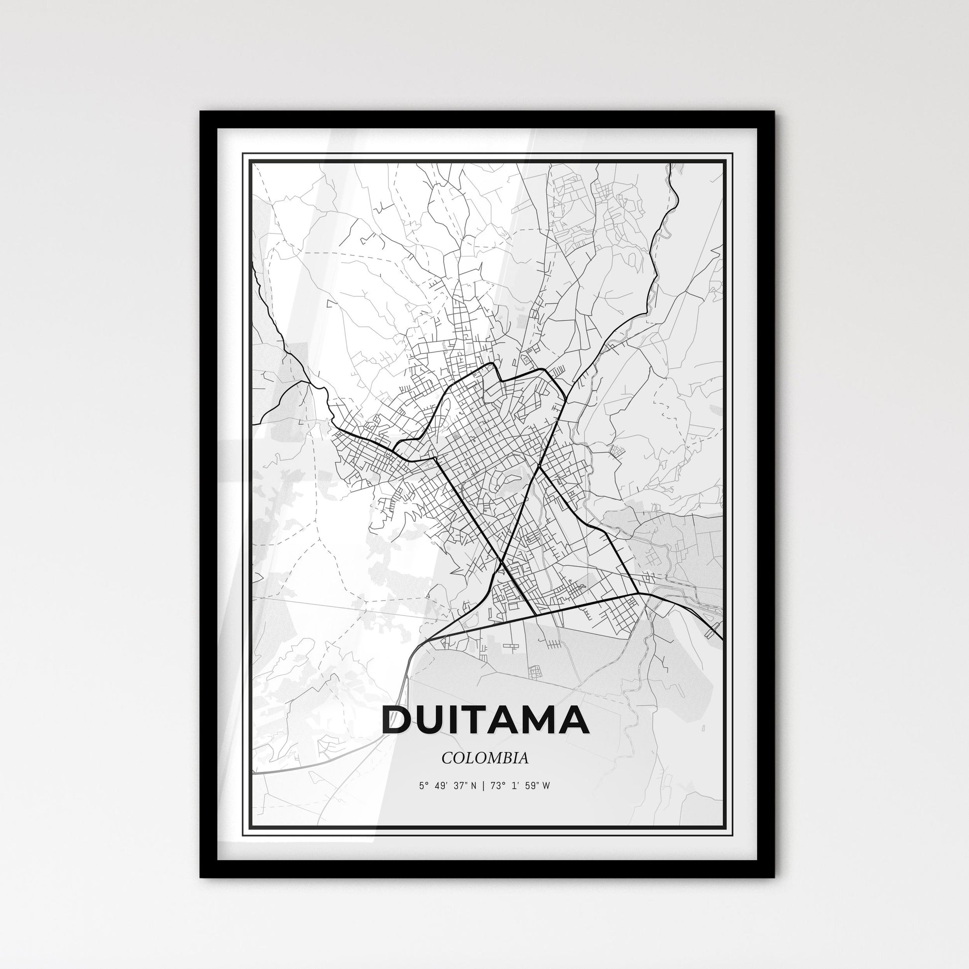 Duitama Colombia - Scandinavian Style City Map for Modern Home Decor