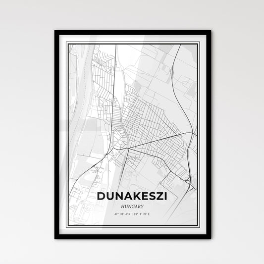 Dunakeszi Hungary - Scandinavian Style City Map for Modern Home Decor