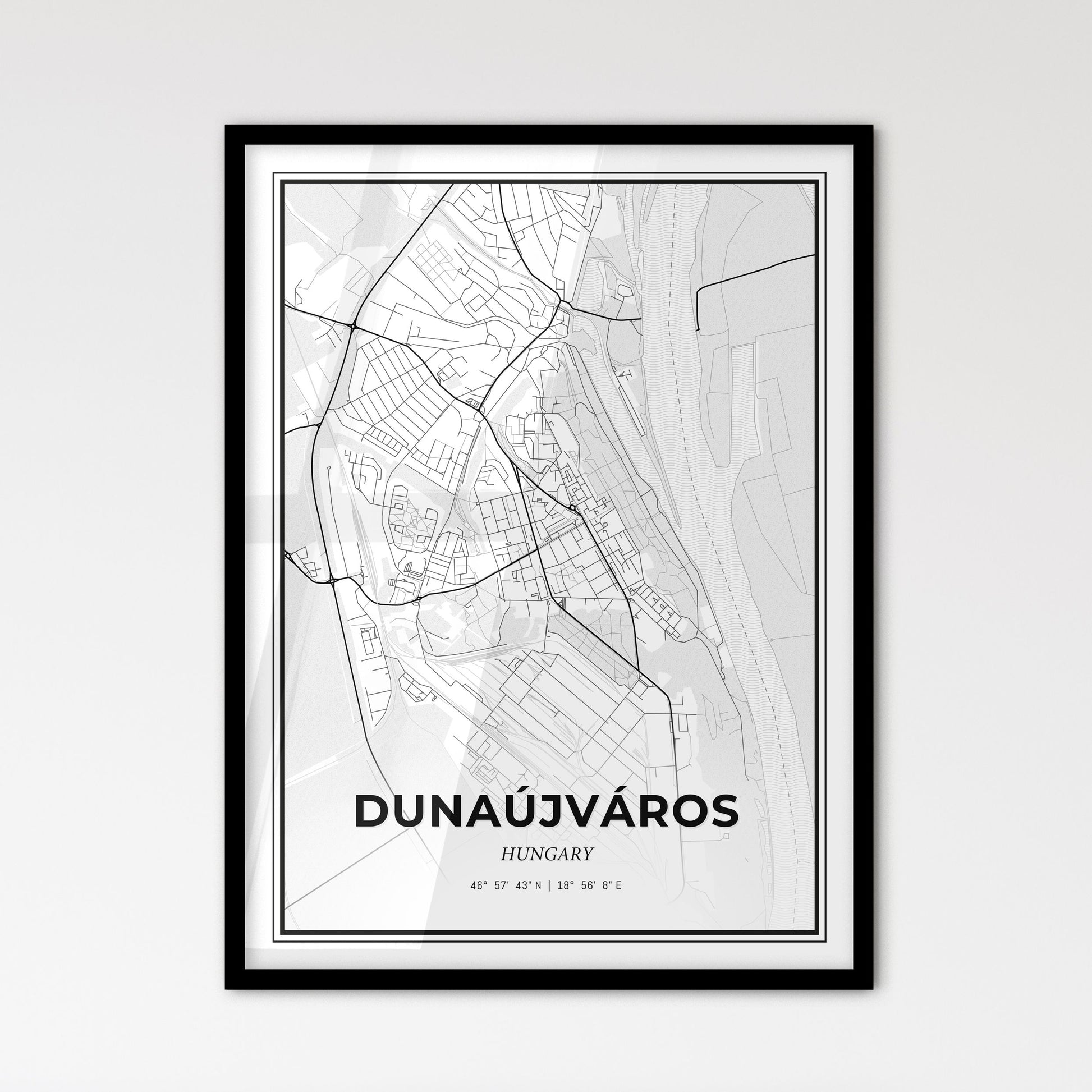 Dunaújváros Hungary - Scandinavian Style City Map for Modern Home Decor