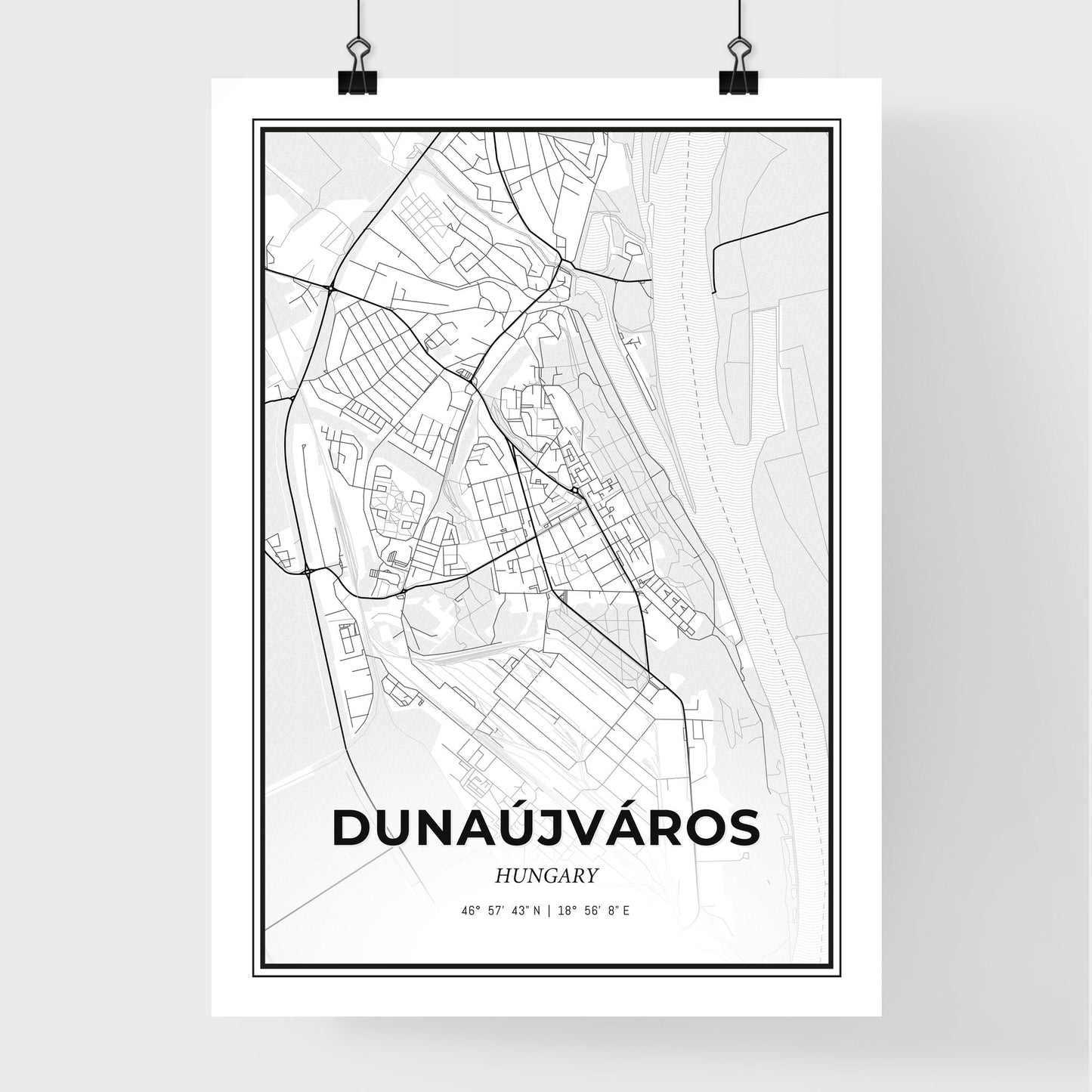 Dunaújváros Hungary - Premium City Map Poster