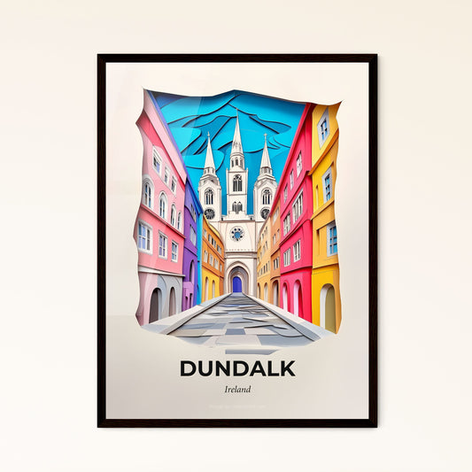 Vivid Dundalk, Ireland - a street with a church in the background