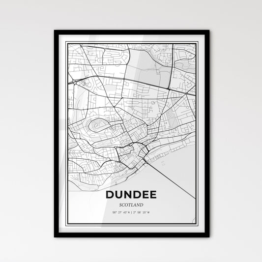 Dundee Scotland - Scandinavian Style City Map for Modern Home Decor