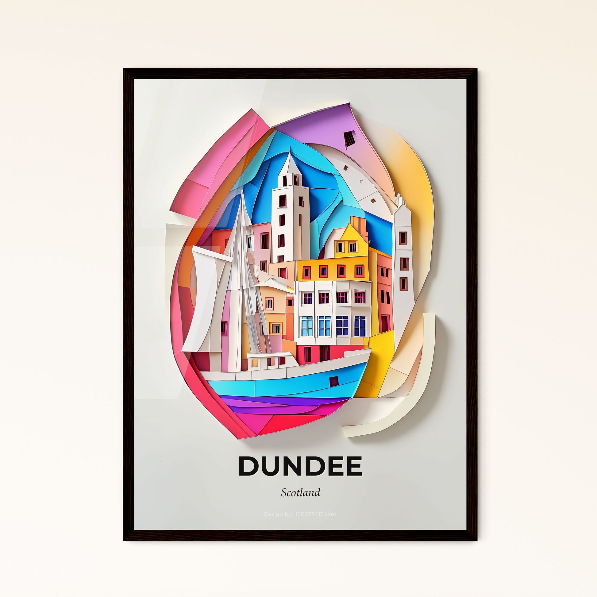 Vivid Dundee, Scotland - a paper cut of a city with a boat