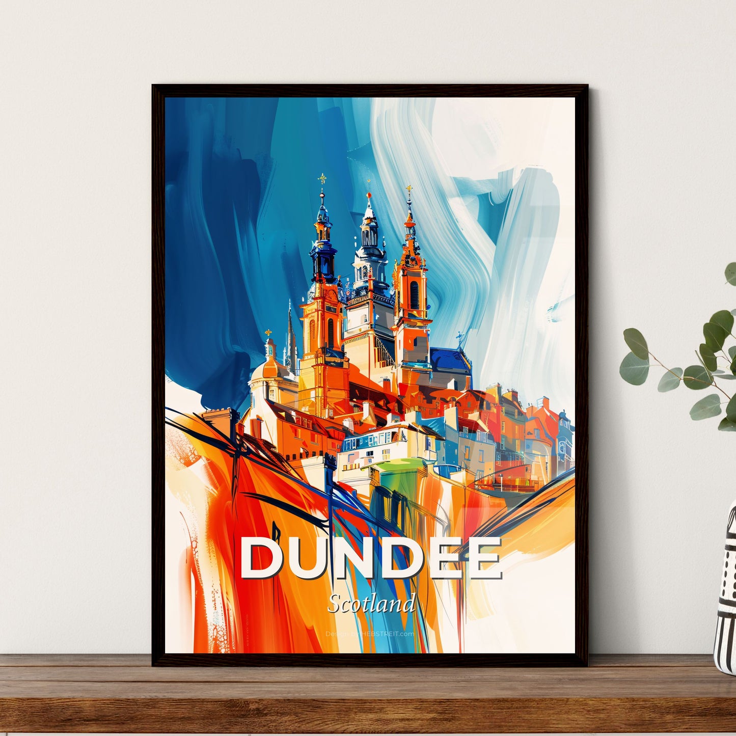 Vibrant Dundee, Scotland - A Painting Of A Building With Towers