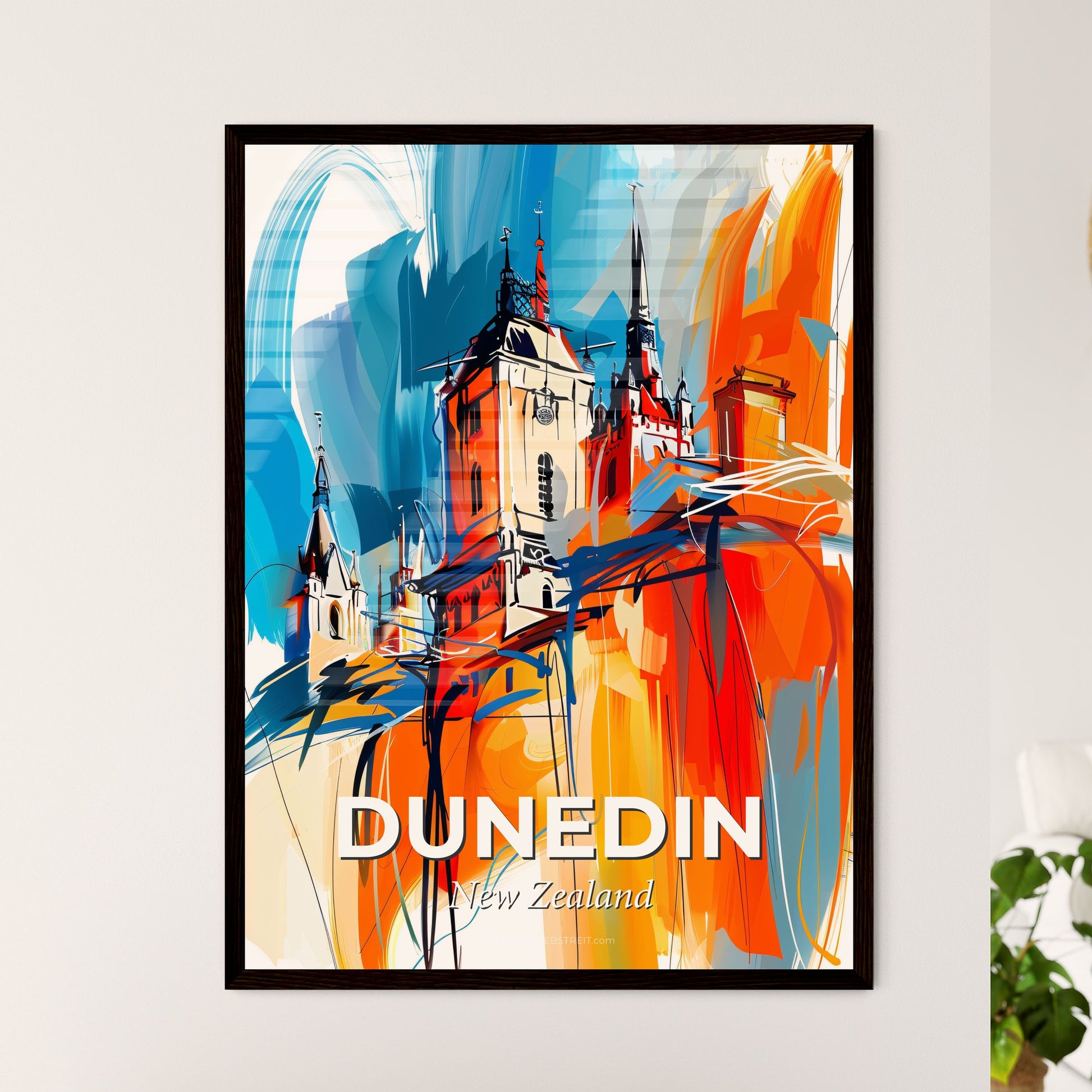 Vibrant Dunedin, New Zealand - A Painting Of A Castle