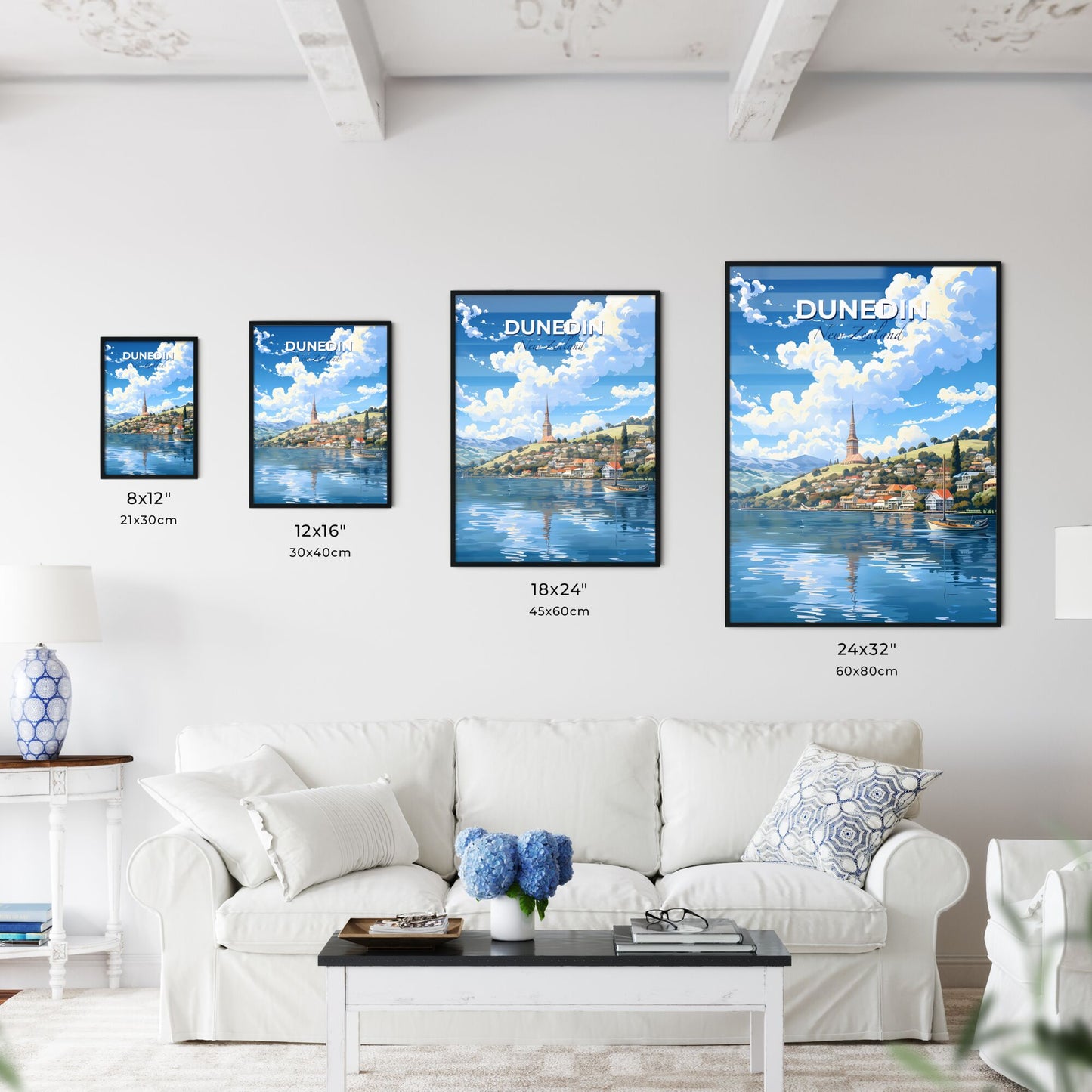 Vibrant Impressionistic Dunedin New Zealand Skyline Painting Focusing on Art Default Title