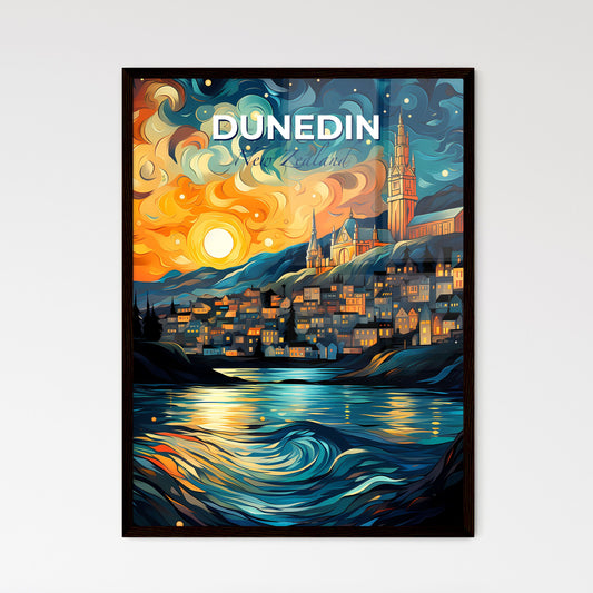 Vibrant Art Painting Dunedin Skyline City Church River New Zealand Default Title