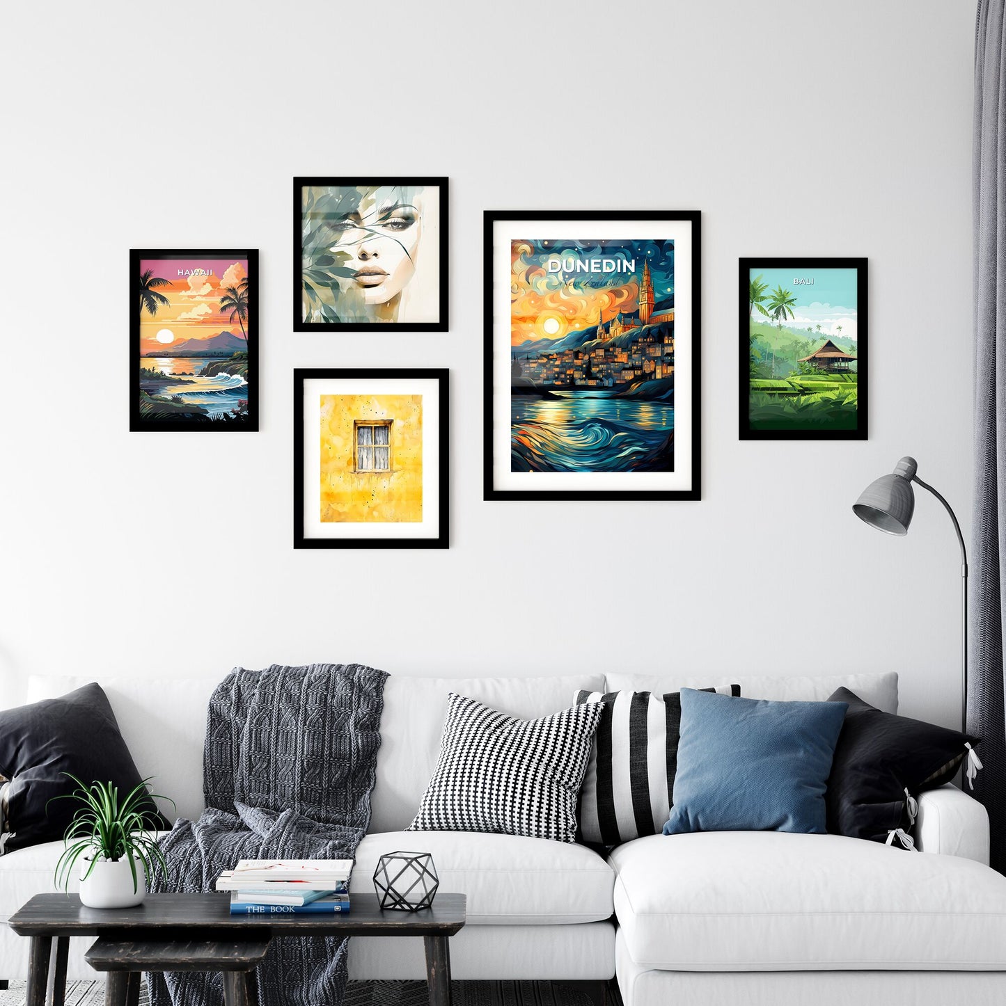 Vibrant Art Painting Dunedin Skyline City Church River New Zealand Default Title