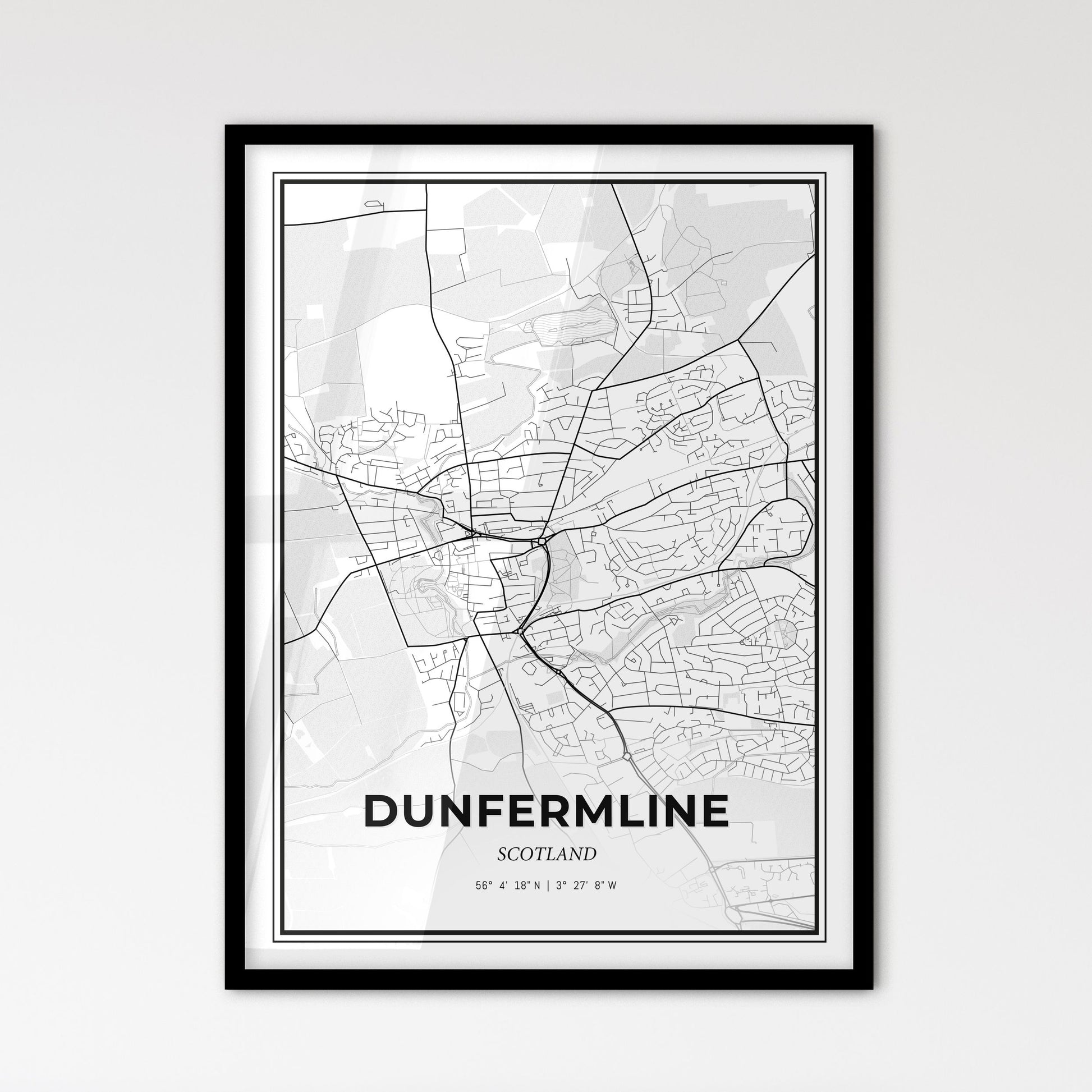 Dunfermline Scotland - Scandinavian Style City Map for Modern Home Decor