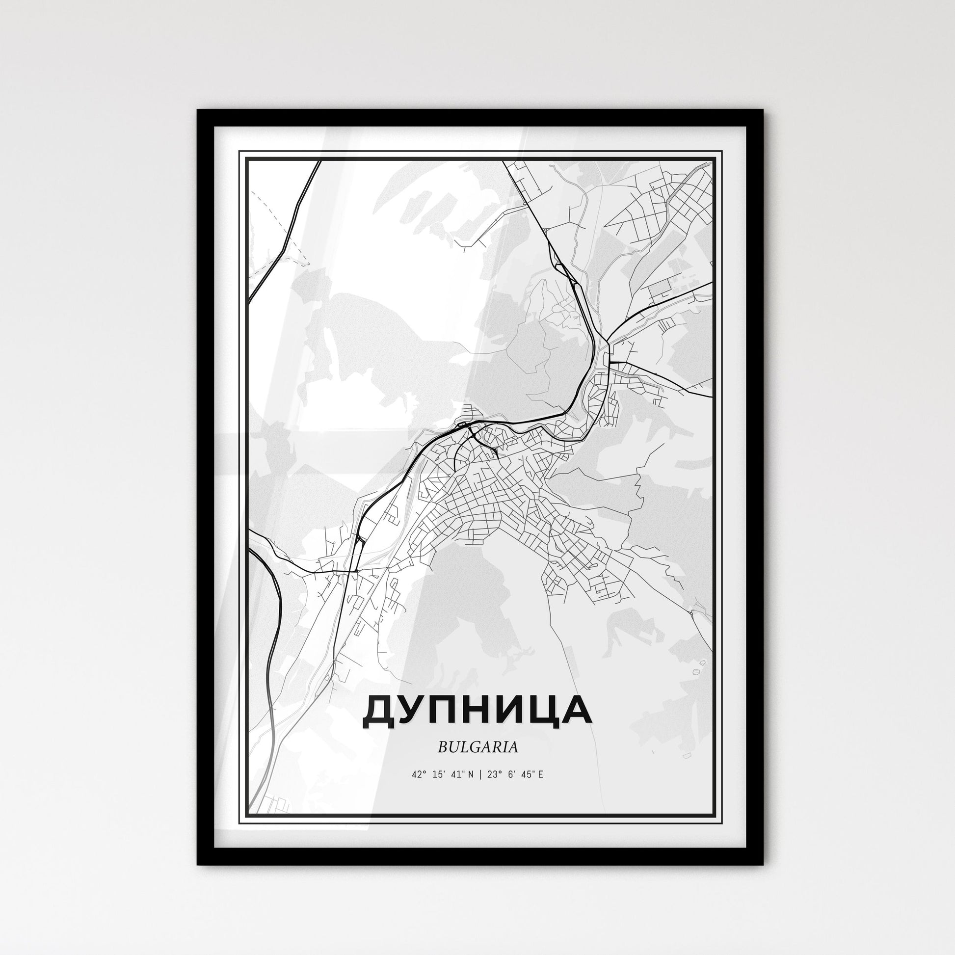 Dupnitsa Bulgaria - Scandinavian Style City Map for Modern Home Decor