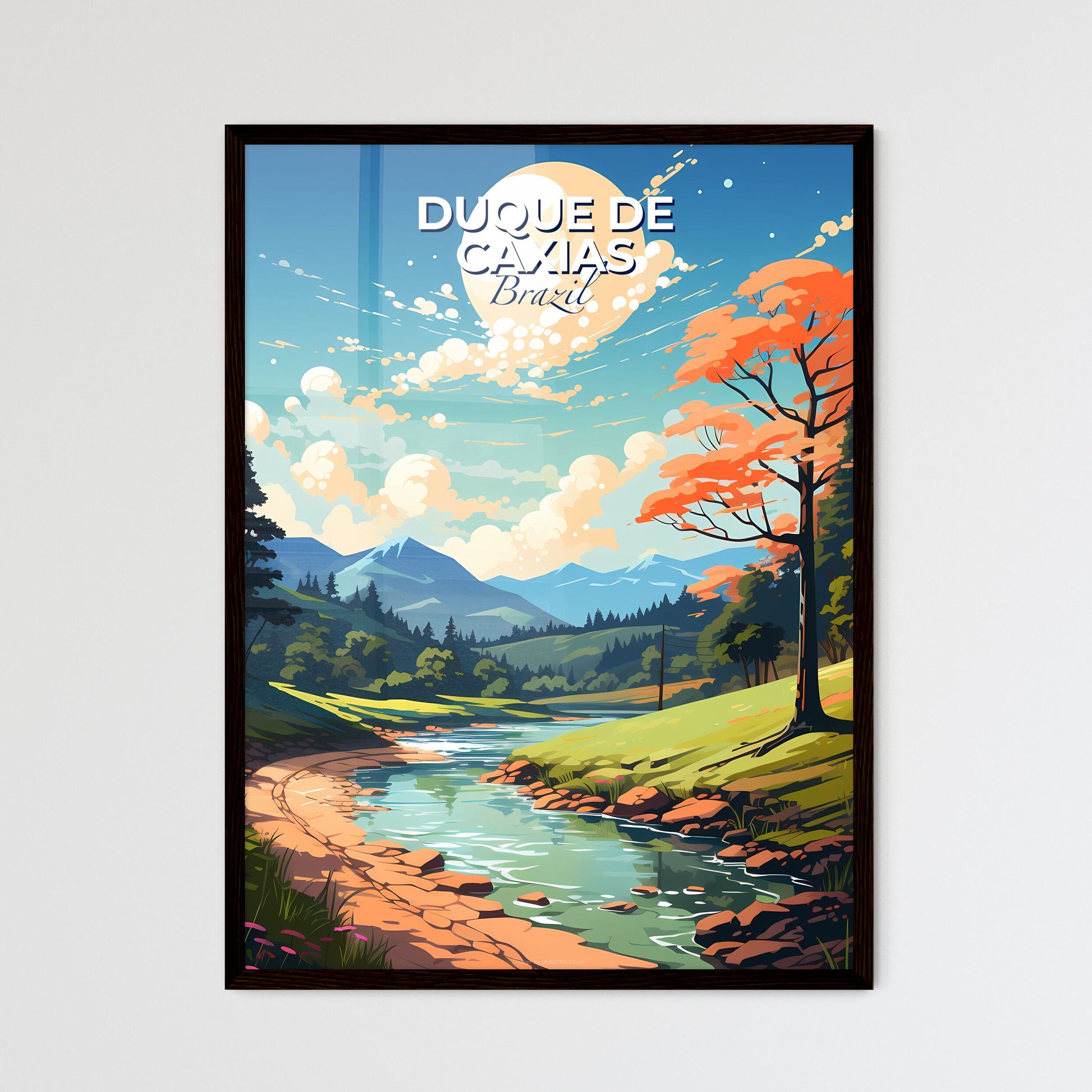 Vibrant Brazilian Painting River Valley Skyline Duque Caxias Default Title